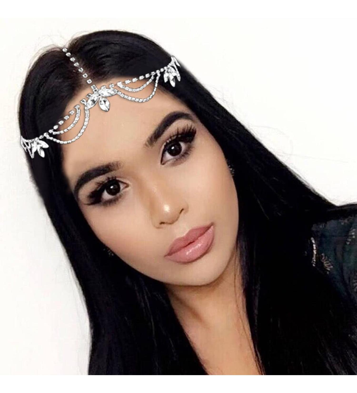 Brinie Silver Crystal Wedding Headband Chain for Women - Bridal Jewelry Headpiece - Buy Online on GoSupps.com