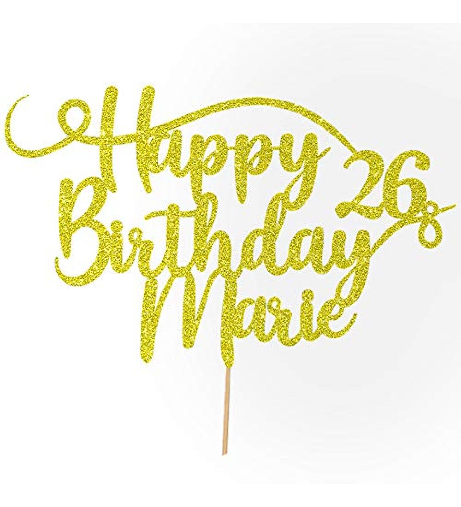 Personalized Happy Birthday Glitter Cake Decoration - Custom Name & Age | Cakehop - Buy Online on GoSupps.com