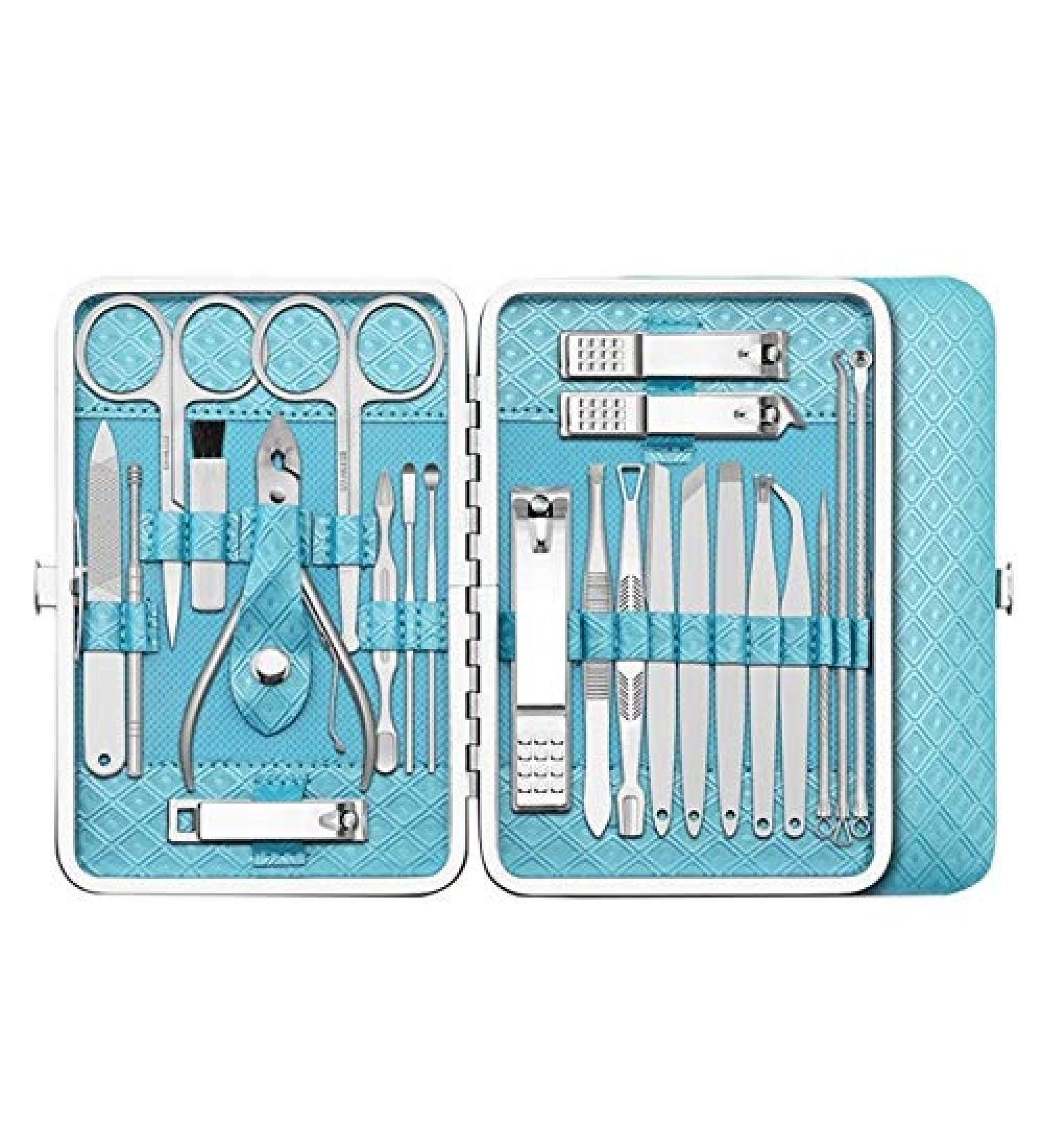 Nail Clipper Set 23 Pieces/Set of Manicure Pedicure Set Nail Clippers Set Eyebrow Trimming Acne Removal Needle Manicure Tool Nail Clipper Kit (Color : Blu) - Buy Online on GoSupps.com