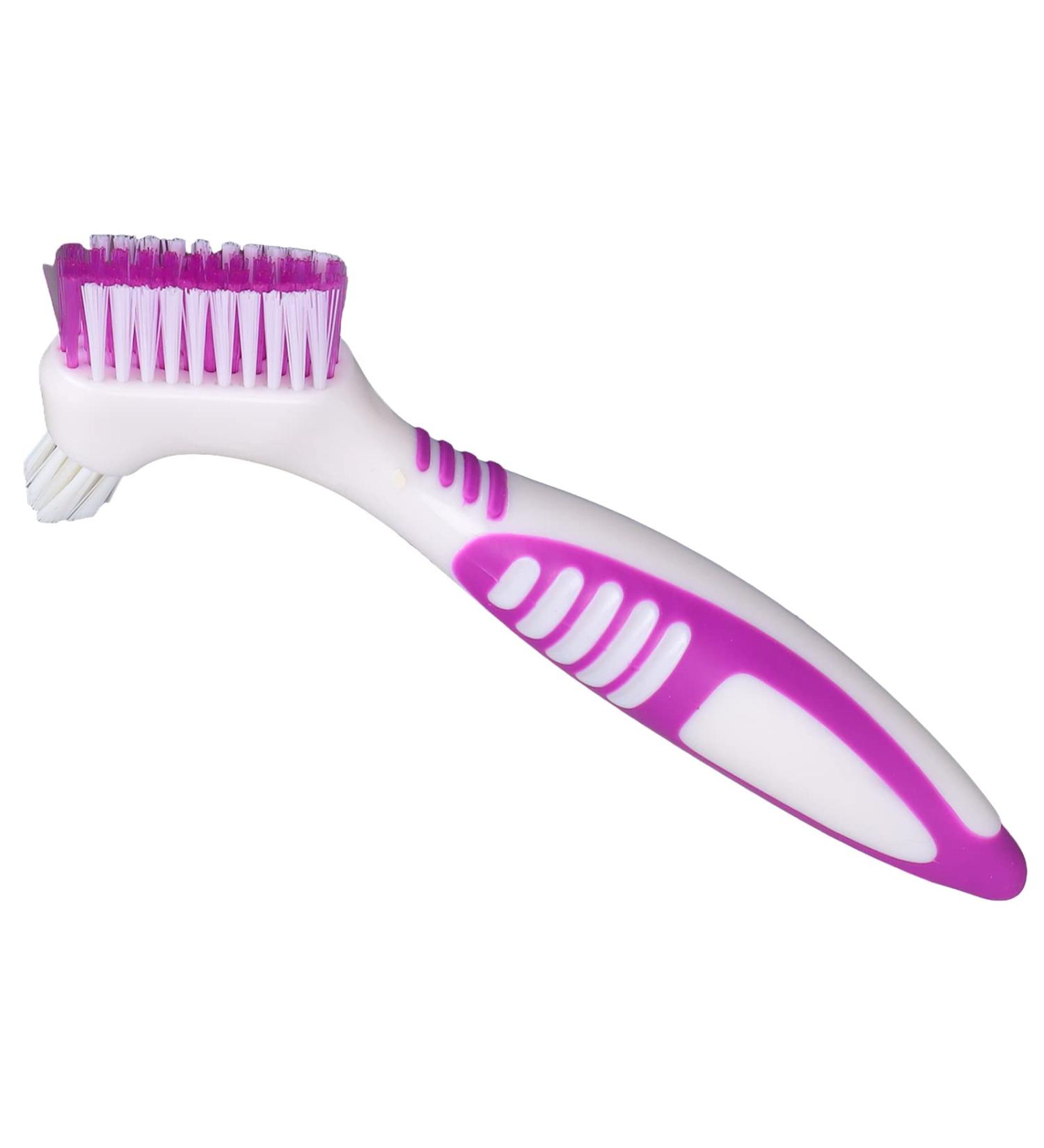 Portable False Teeth Cleaning Brush - Dual Head Denture Toothbrush for Effective Oral Care - Buy Online on GoSupps.com