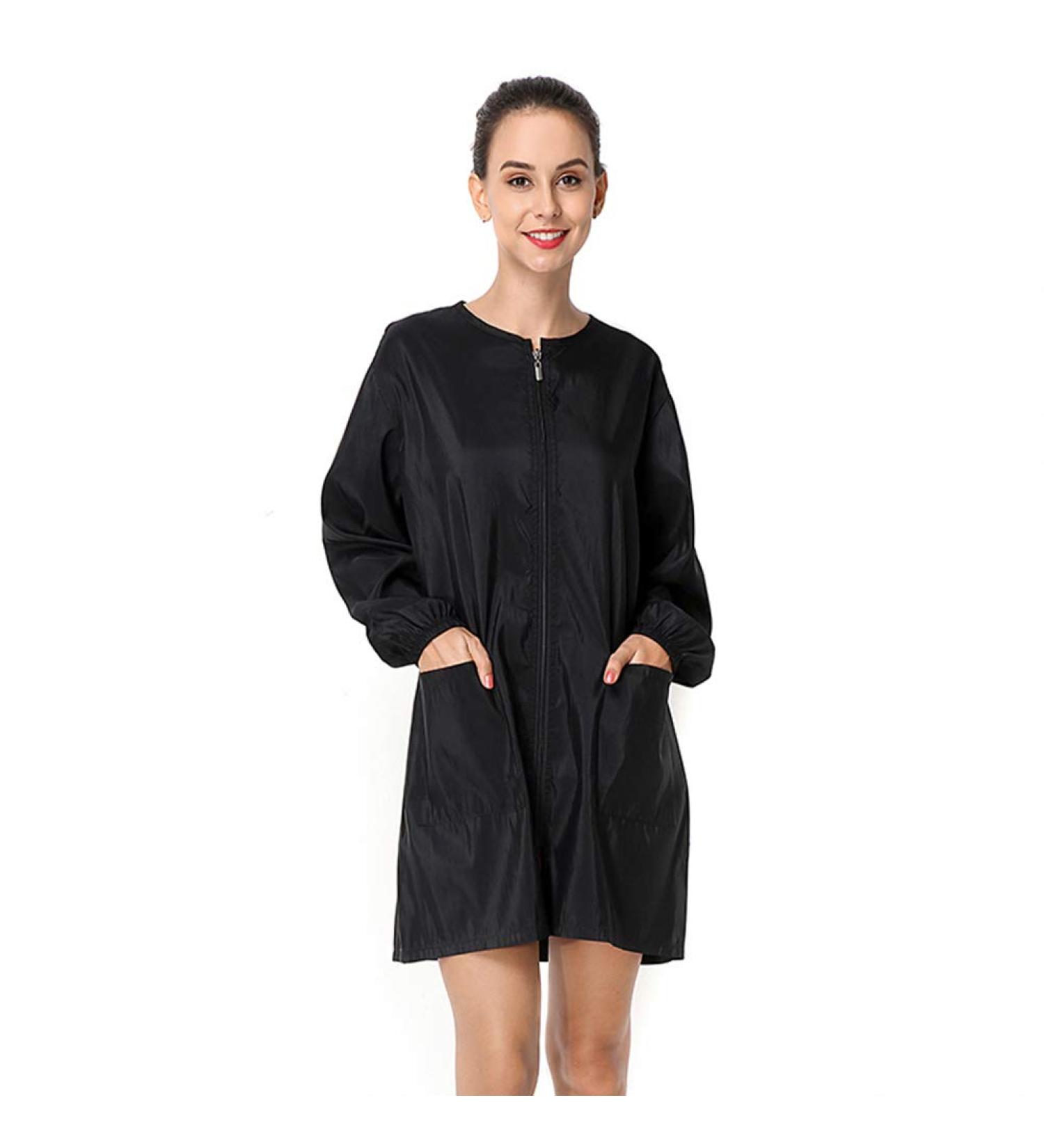 Exttlliy Chameleon Salon Smock Waterproof Stylist Jacket & Barber Apron - Black - Buy Online on GoSupps.com