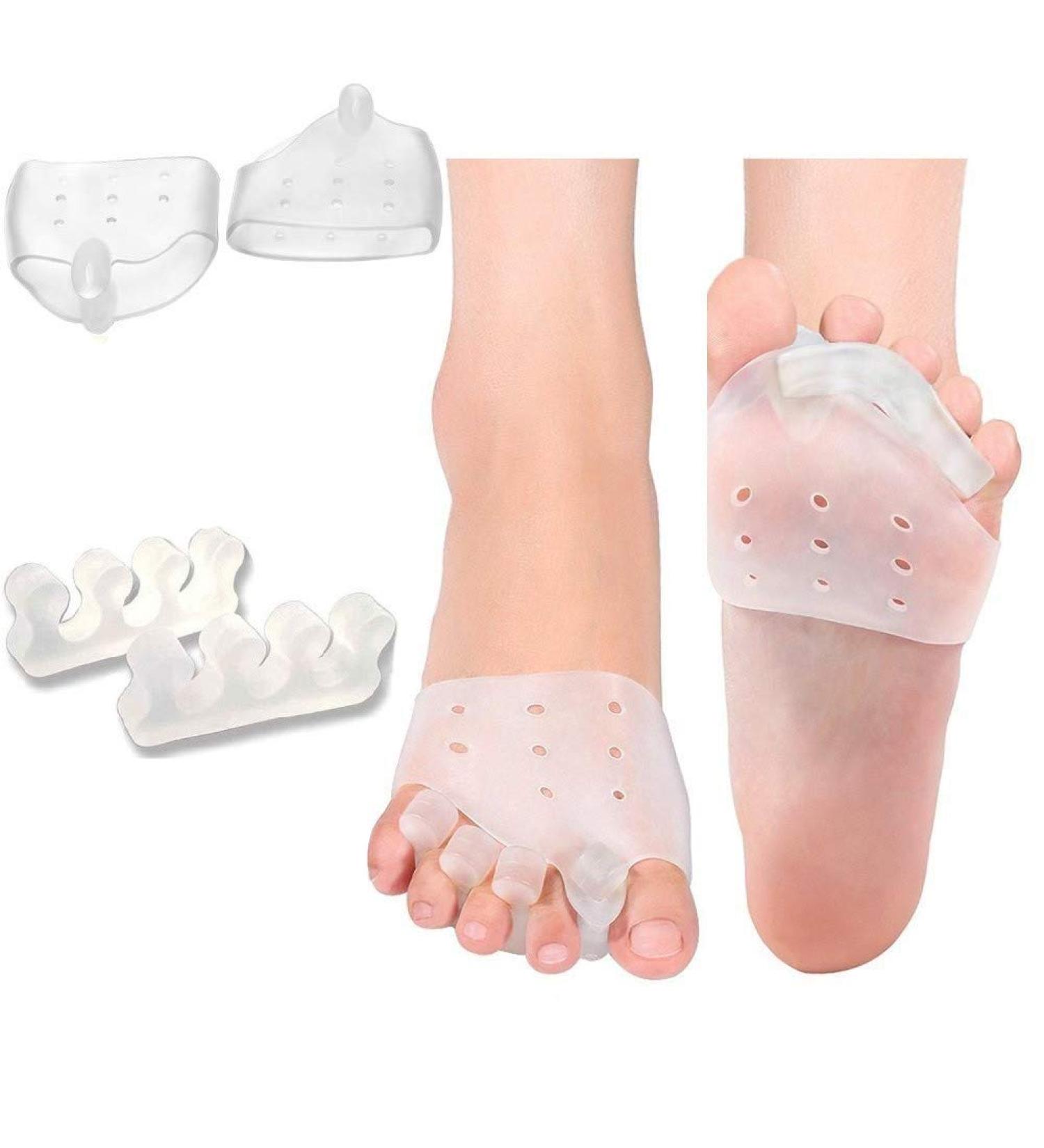 Toe Spreader Silicone Gel Separator Set - Hallux Valgus Correction for Men & Women | Bunion Relief Kit with Midfoot Pads - Buy Online on GoSupps.com