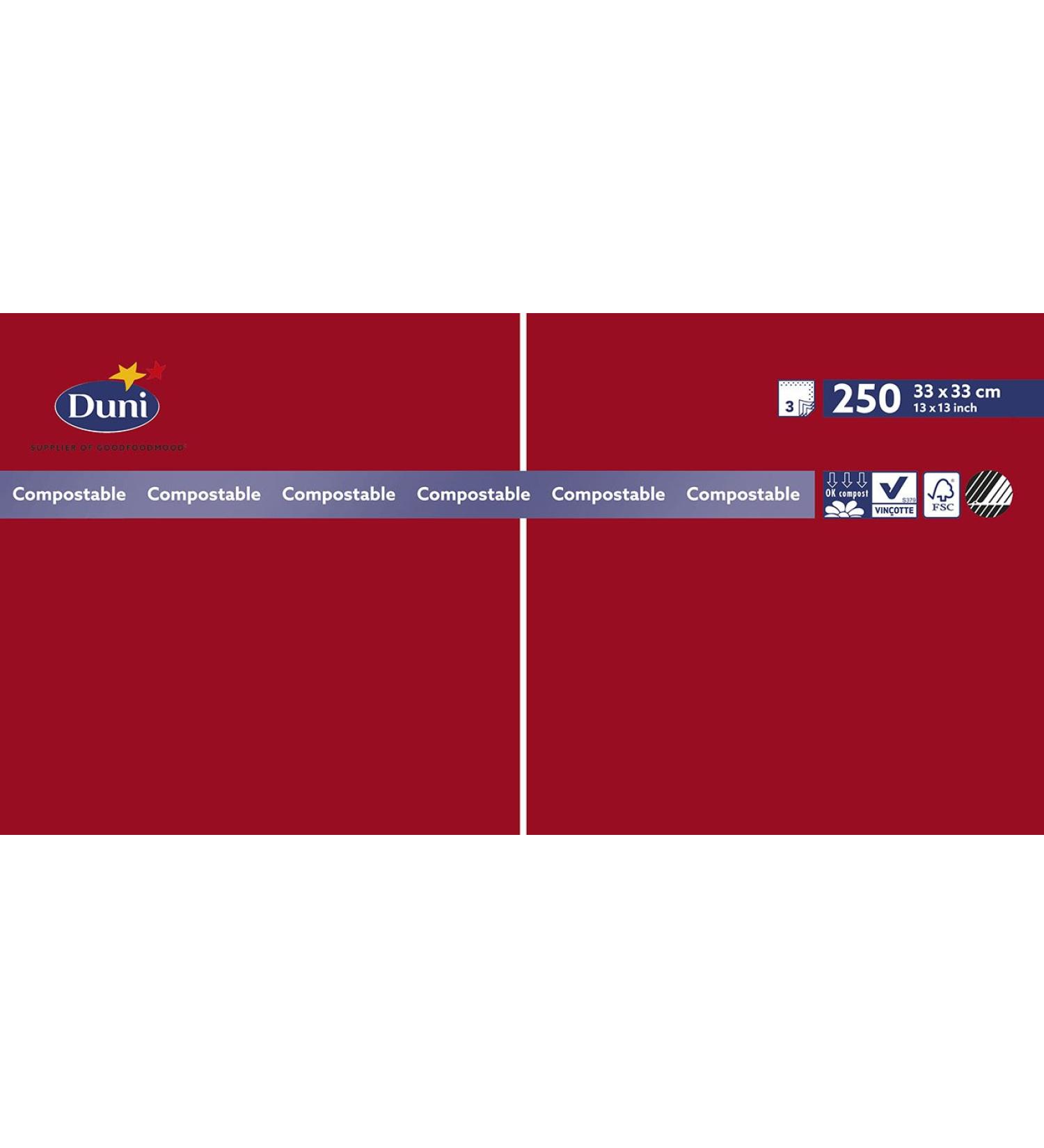 DUNI Napkins SRP 3-ply 33 cm Red Paper 15.6 x 33 x 16.5 cm 250 15.6 x 33 x 16.5 cm Red