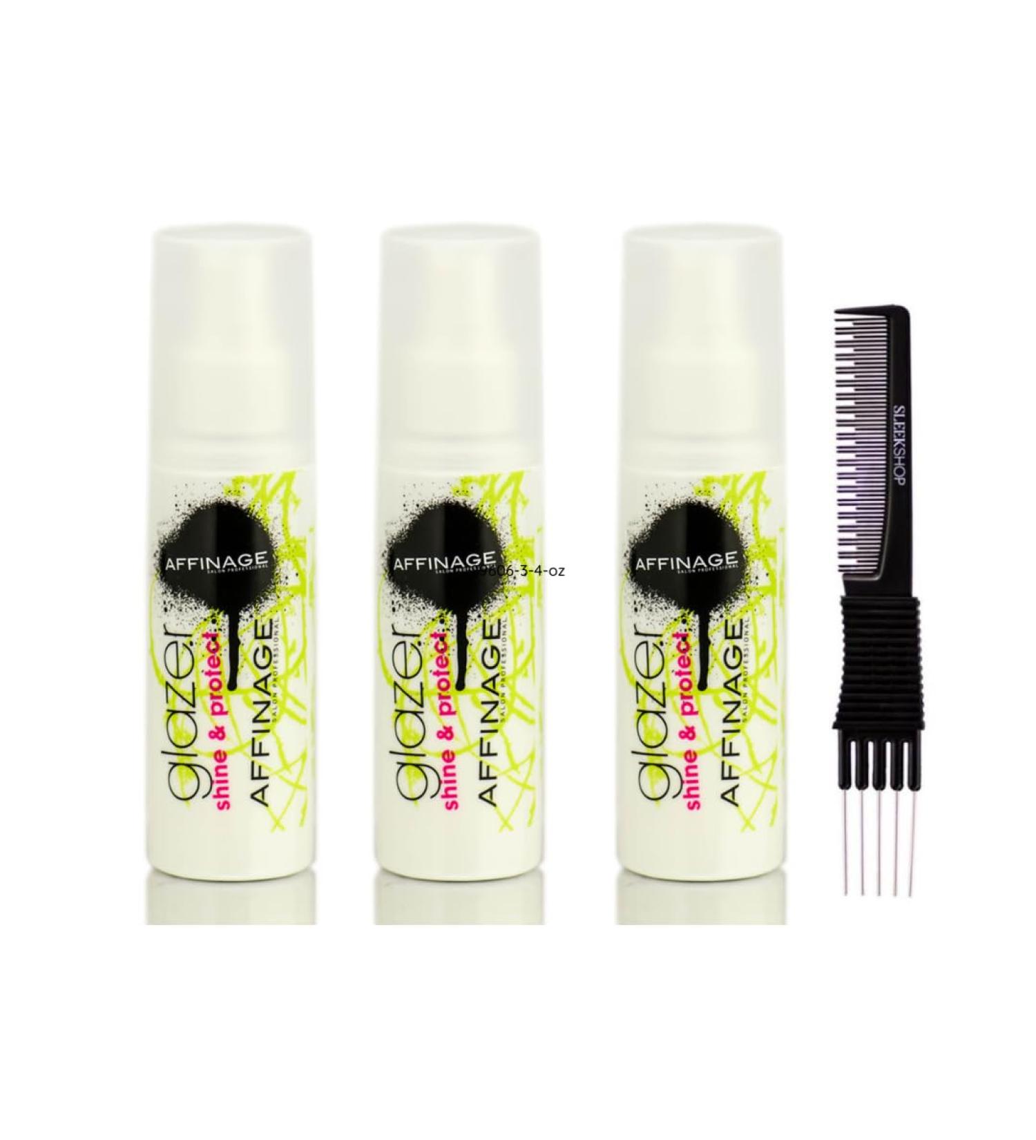 yper Affinage Glazer Shine And Protect Spray (3.4 oz) with Teasing Comb Pack 3