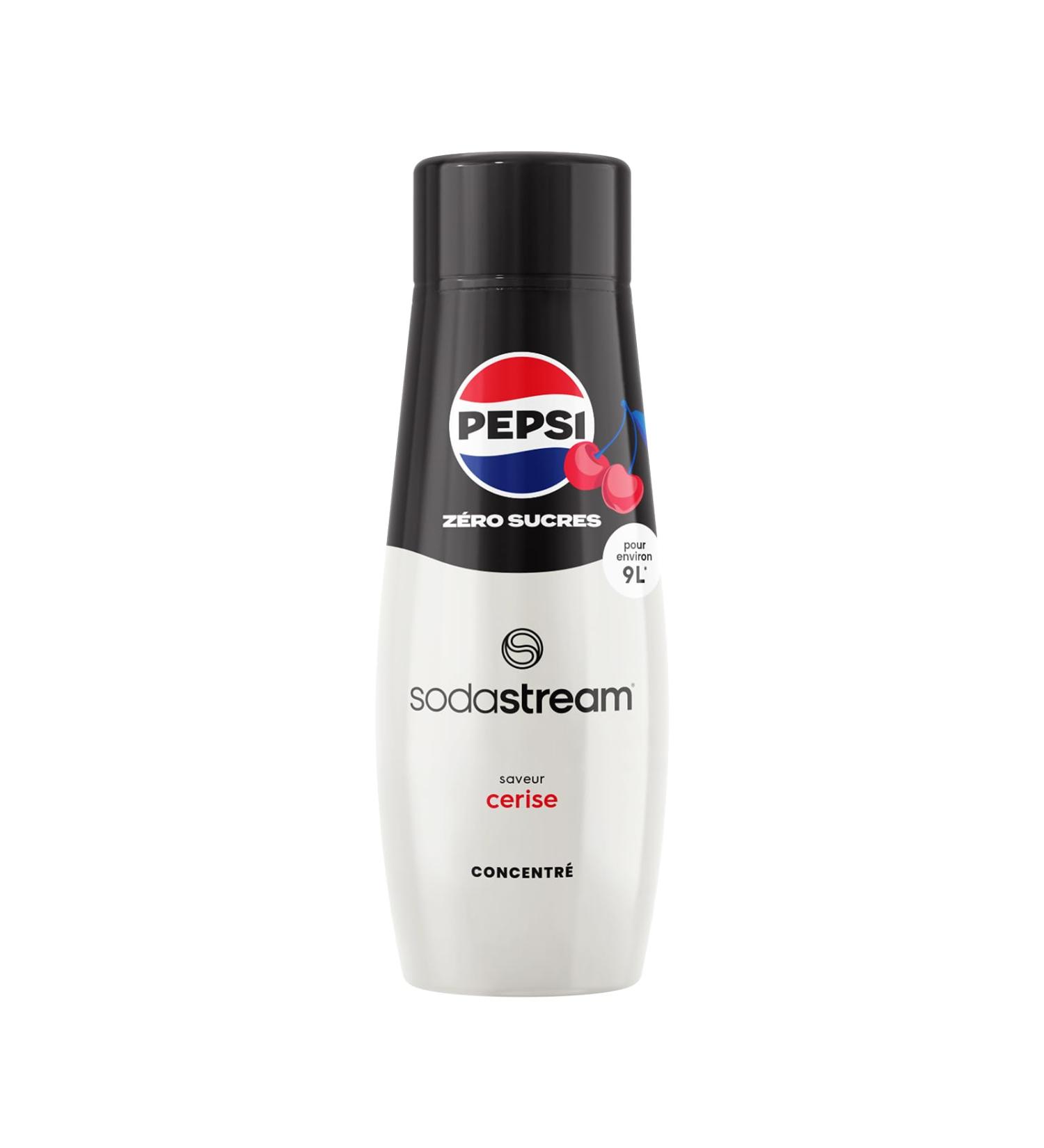 SodaStream Cherry Zero Pepsi Concentrate for Sparkling Water and Soda Machine | Prepare up to 9 Liters of Pepsi in Seconds Original Taste 440ml - Buy Online on GoSupps.com
