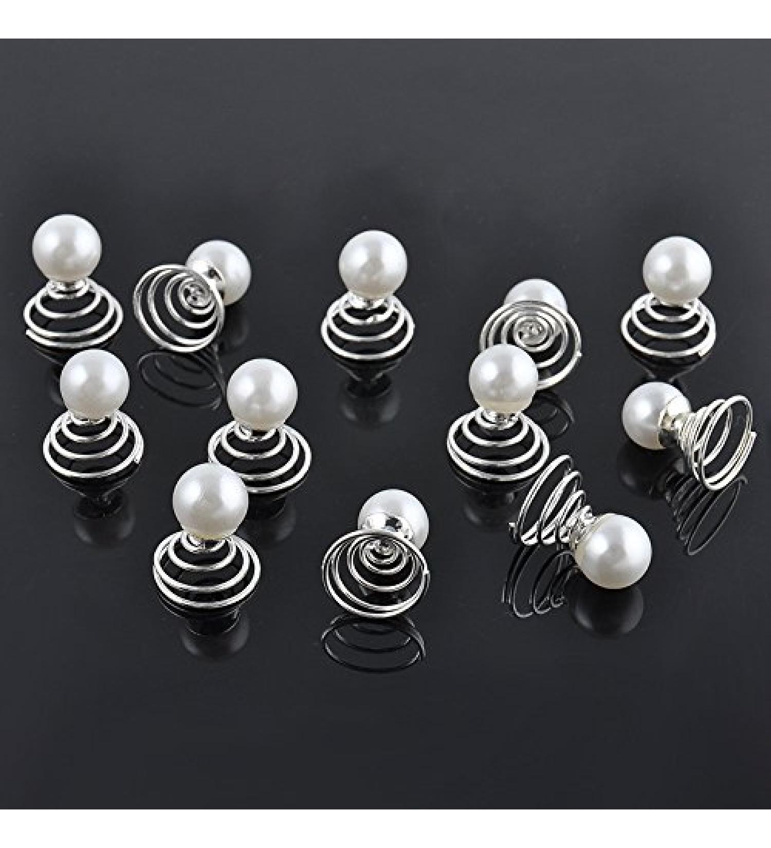 Chris.W 12Pcs Spiral Hair Pins - Pearl Swirl Coils Hair Clips for Wedding, Prom, Party - Accessories for Special Events - Buy Online on GoSupps.com