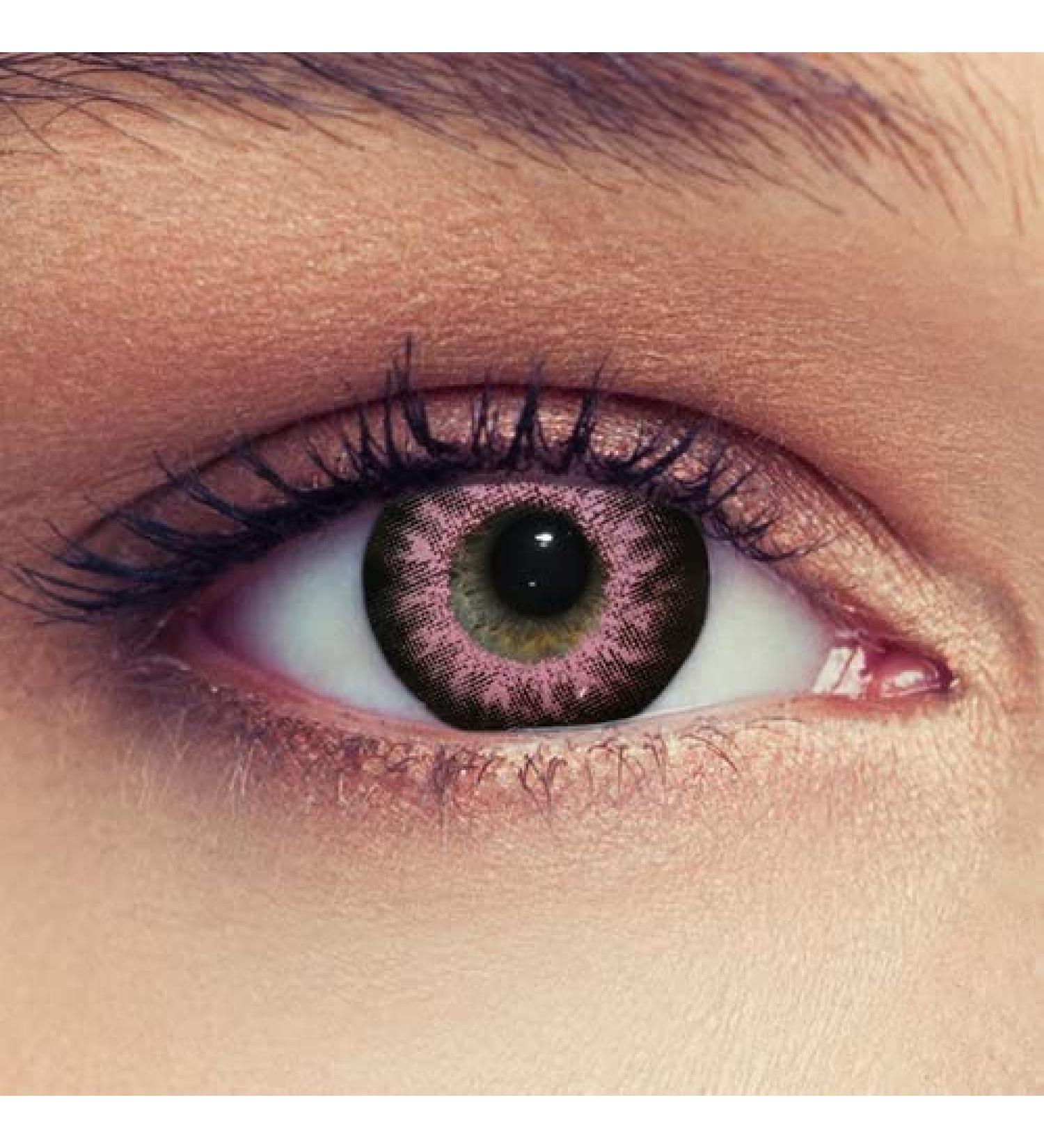 High Intensive Pink Contact Lenses - Monthly Wear Pink Design Large Eyes Effect -0.75 Strength 1 Pair + Free Case | Ideal for Dark Eyes - Buy Online on GoSupps.com