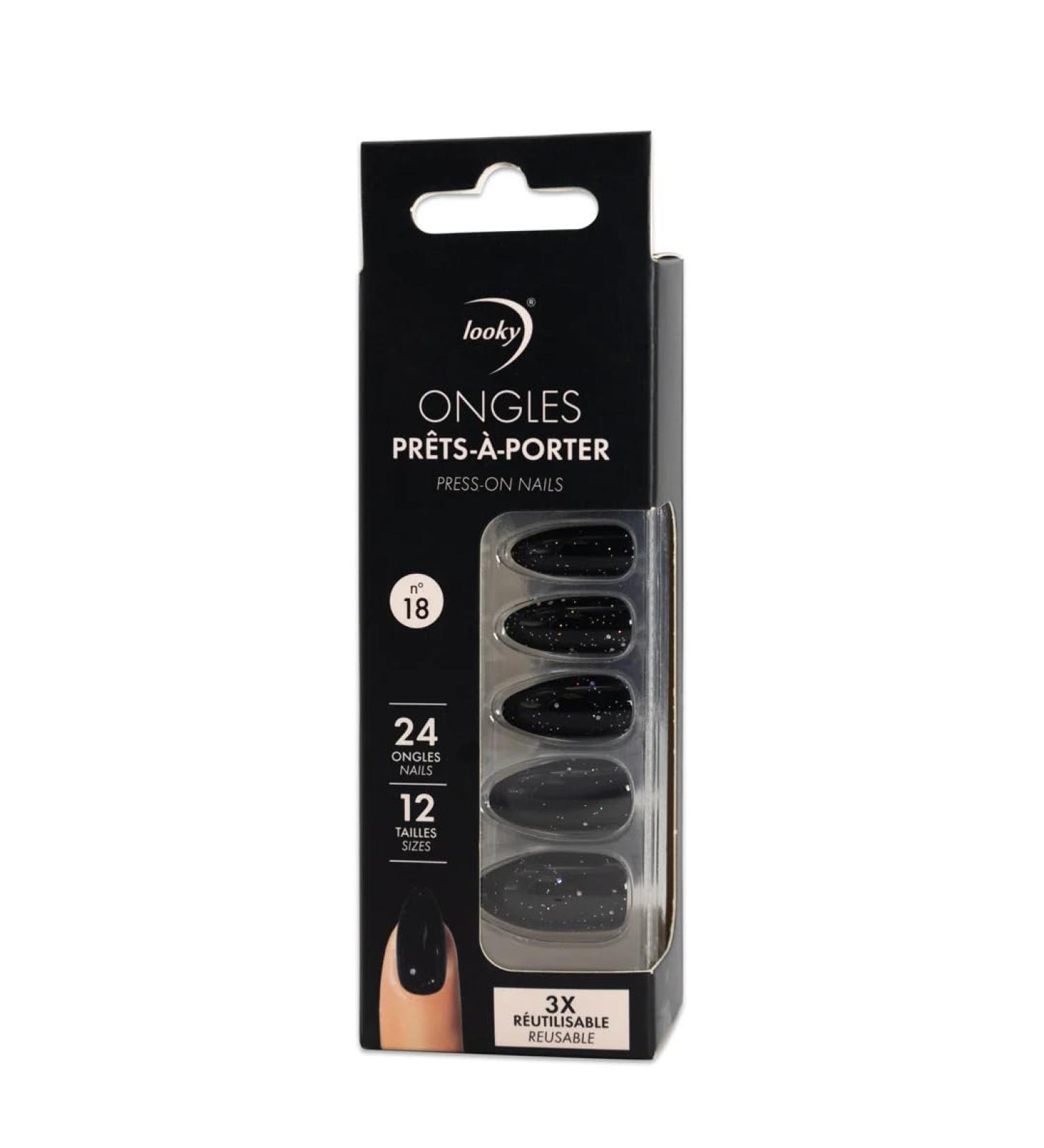 Looky Press On Nails Set #18| 24 Pcs of 12 Sizes Ready-to-Wear False Nails | With Nail Glue & Stickers Manicure Stick Included | Durable Fake Nail Kit for Quick Glam Looks | Easy Application