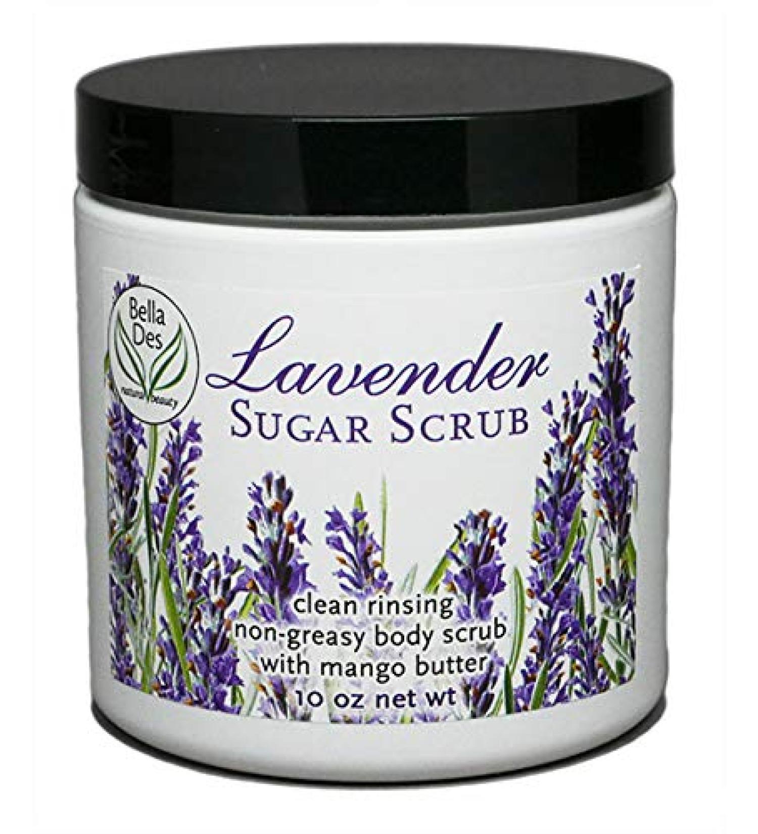 Lavender Exfoliating Sugar Scrub | Non-Greasy Moisturizer with Mango Butter & Essential Oils | 10 oz by Bella Des Natural Beauty - Best for Soft Glowing Skin - Buy Online on GoSupps.com