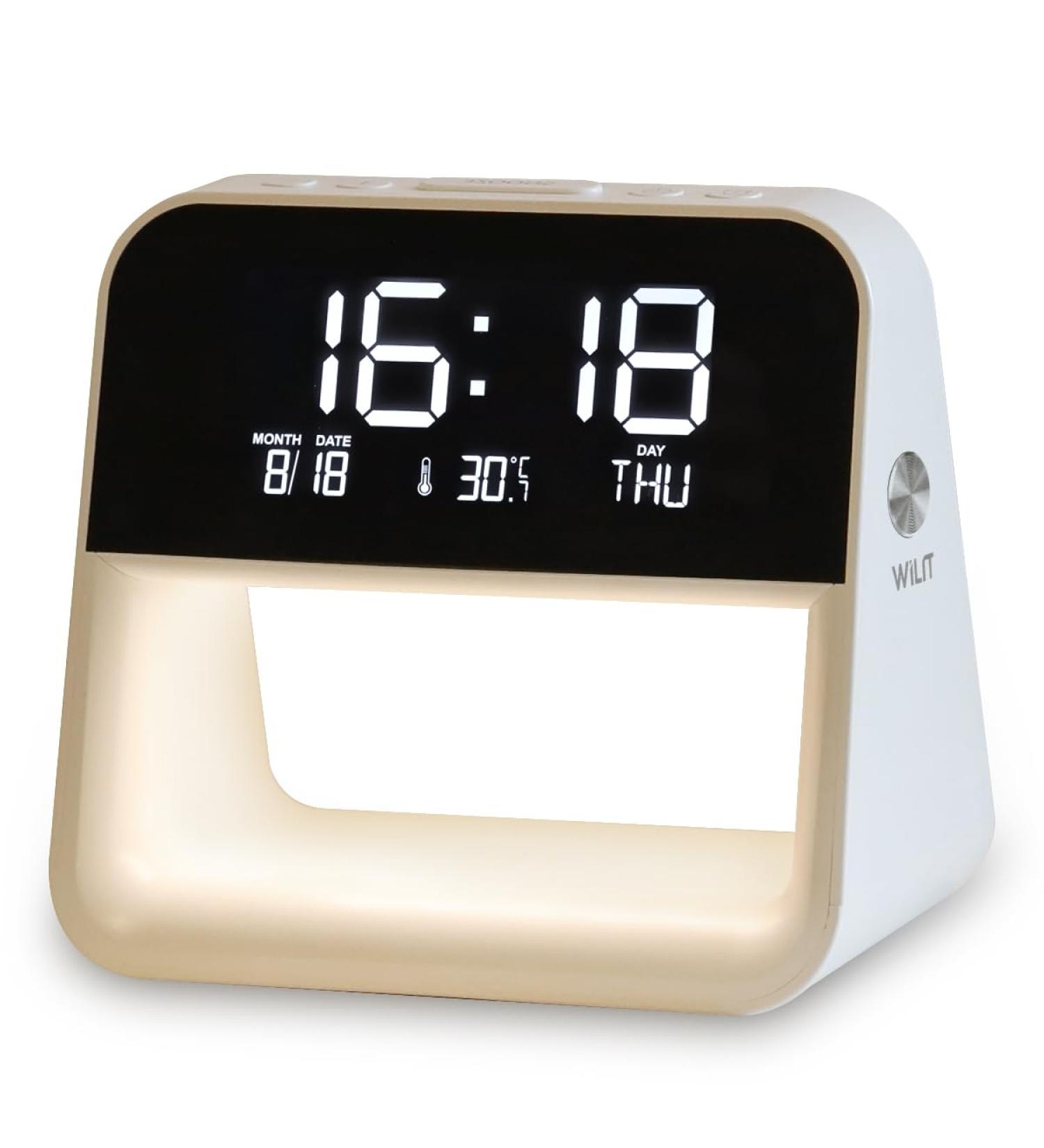 Buy Wilit LED Bedside Lamp - Touch Dimmable Alarm Clock & Night Light with Charging Function | 3 Brightness Levels & Thermometer for Kids & Adults - Buy Online on GoSupps.com