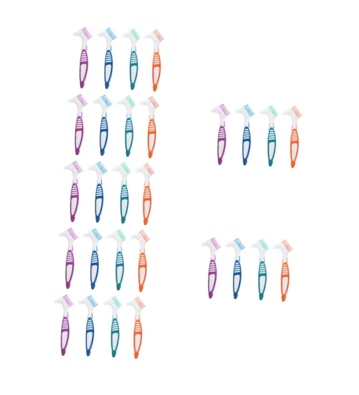 Buy Minkissy Toothbrush for Dentures - Dual Head Colored Rubber TPE 28 Pieces - Ideal for Daily Care & Hygiene - Buy Online on GoSupps.com