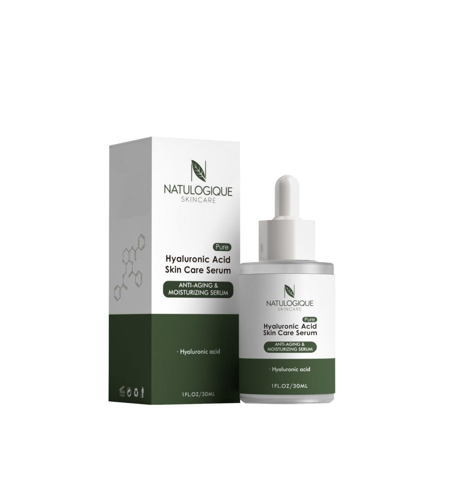 Hyaluronic Acid Serum for Face and Skin Organic Anti-Aging Face Moisturizer for Fine Lines & Wrinkles Vegan and Natural Skincare 1oz (30ml) by Natulogique - Buy Online on GoSupps.com