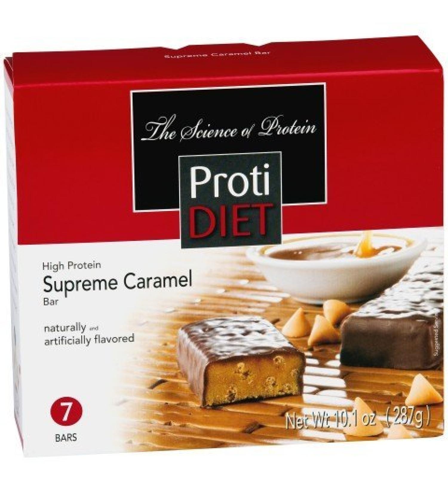 ProtiDIET Supreme Caramel Protein Bar - Nutritious Low Fat & Carb Snack for Weight Loss | High in Vitamins & Minerals | Healthy & Energizing Small Meal - Buy Online on GoSupps.com