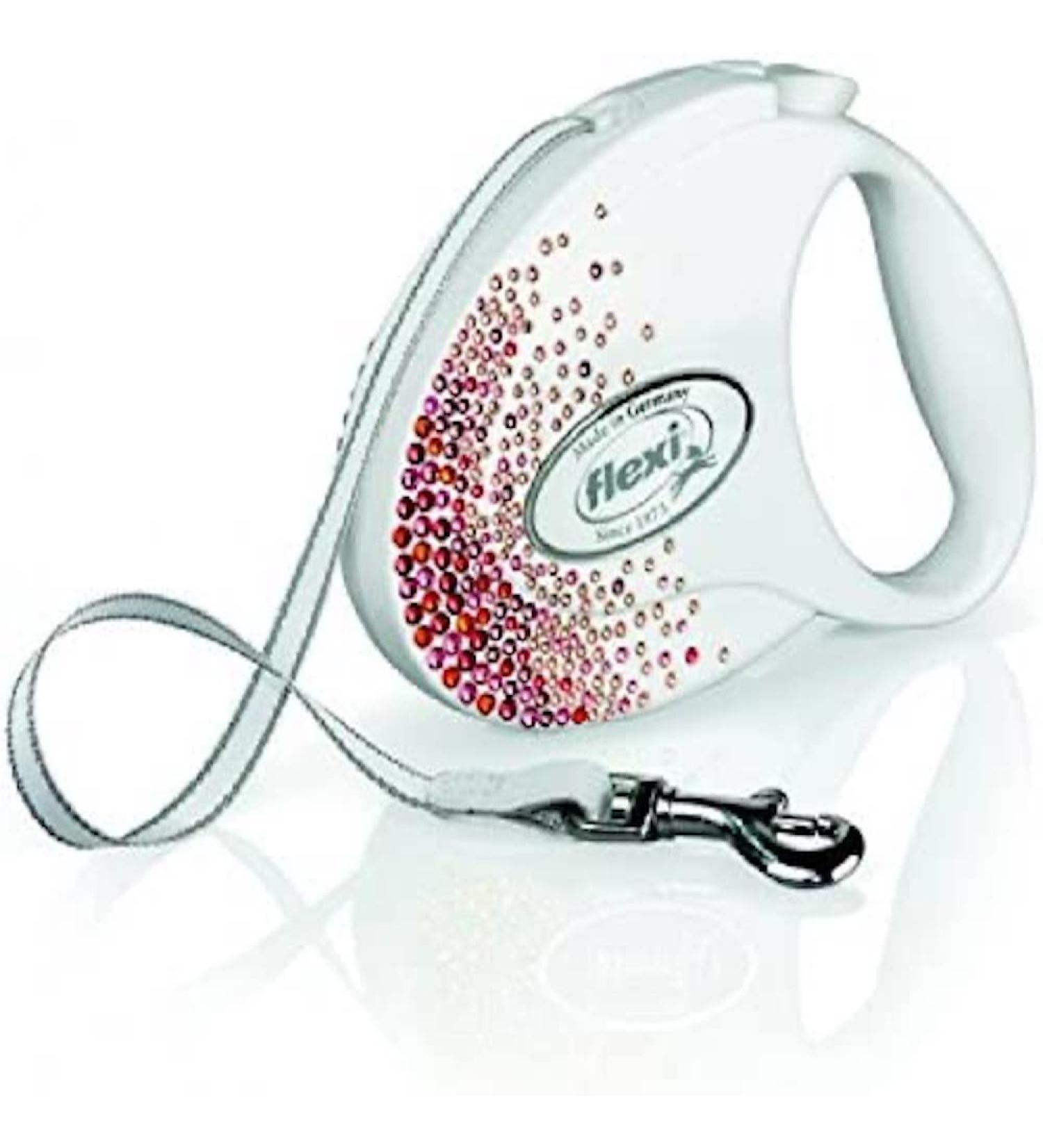 flexi Glam Splash Orient with Swarovski Crystals S - Dog Retractable Lead - 3 m - White multi small