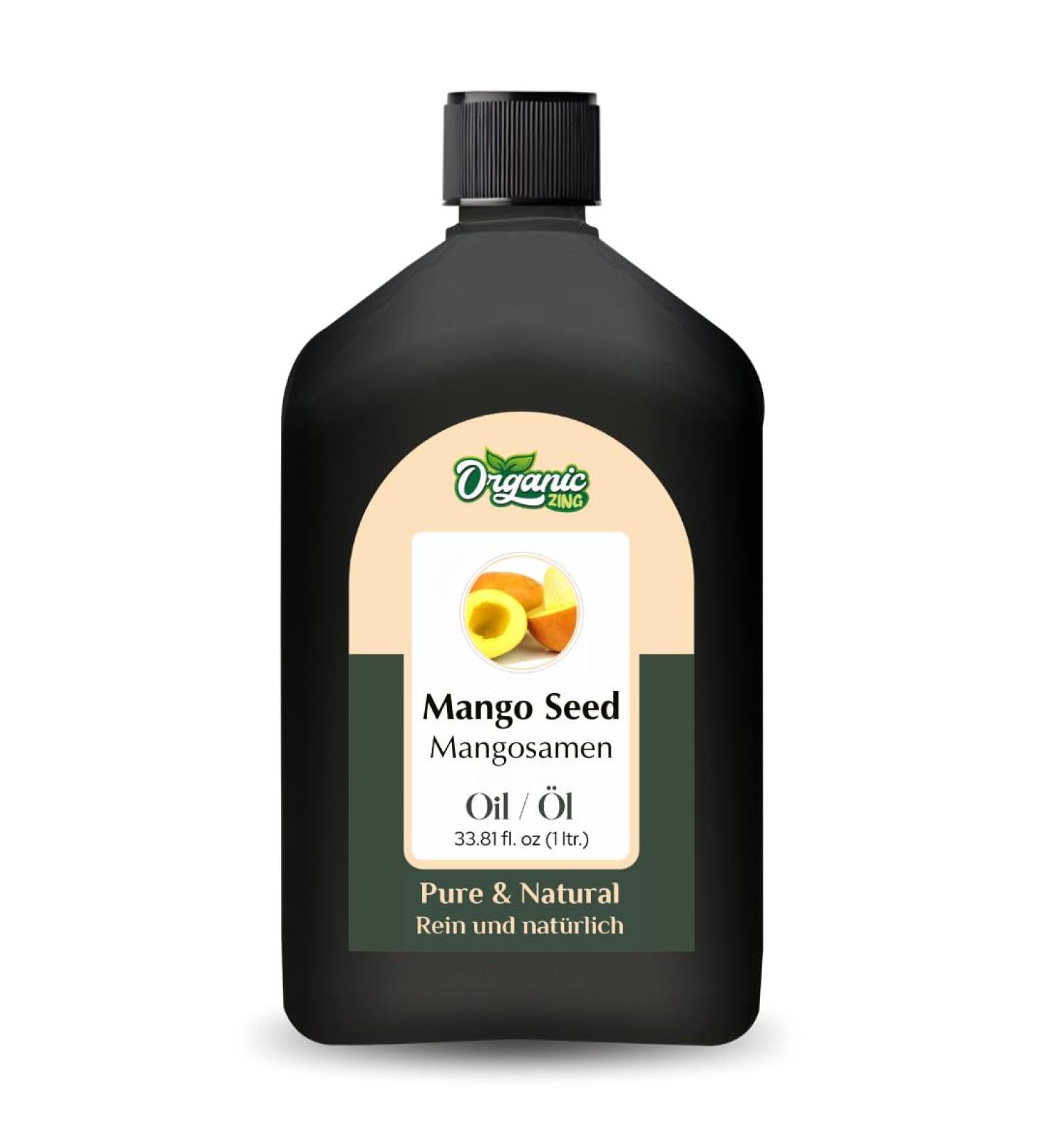 ORGANIC ZING Organic Zing Mango Seed Oil (Mangifera Indica) - Pure and natural carrier oil for skin care hair care and massage - 1000 ml