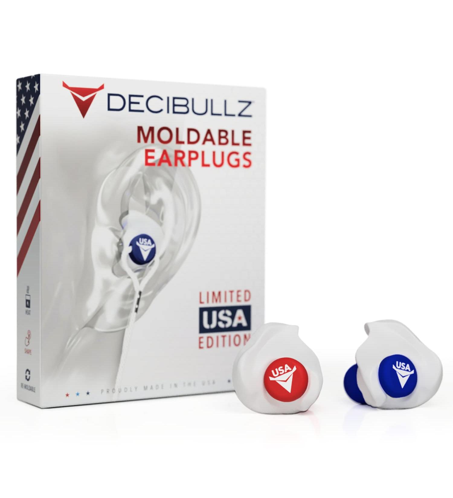 Decibullz Custom Molded Earplugs USA Edition | 31dB NRR | Shooting, Travel, Swimming, Work & Concert Protection - Buy Online on GoSupps.com