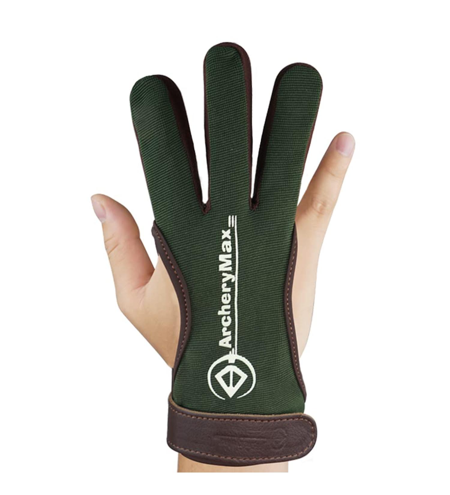 ArcheryMax Leather Archery Gloves - Green, Medium Size | Youth & Adult Beginner Finger Protector for Practice Shooting & Hunting - Buy Online on GoSupps.com