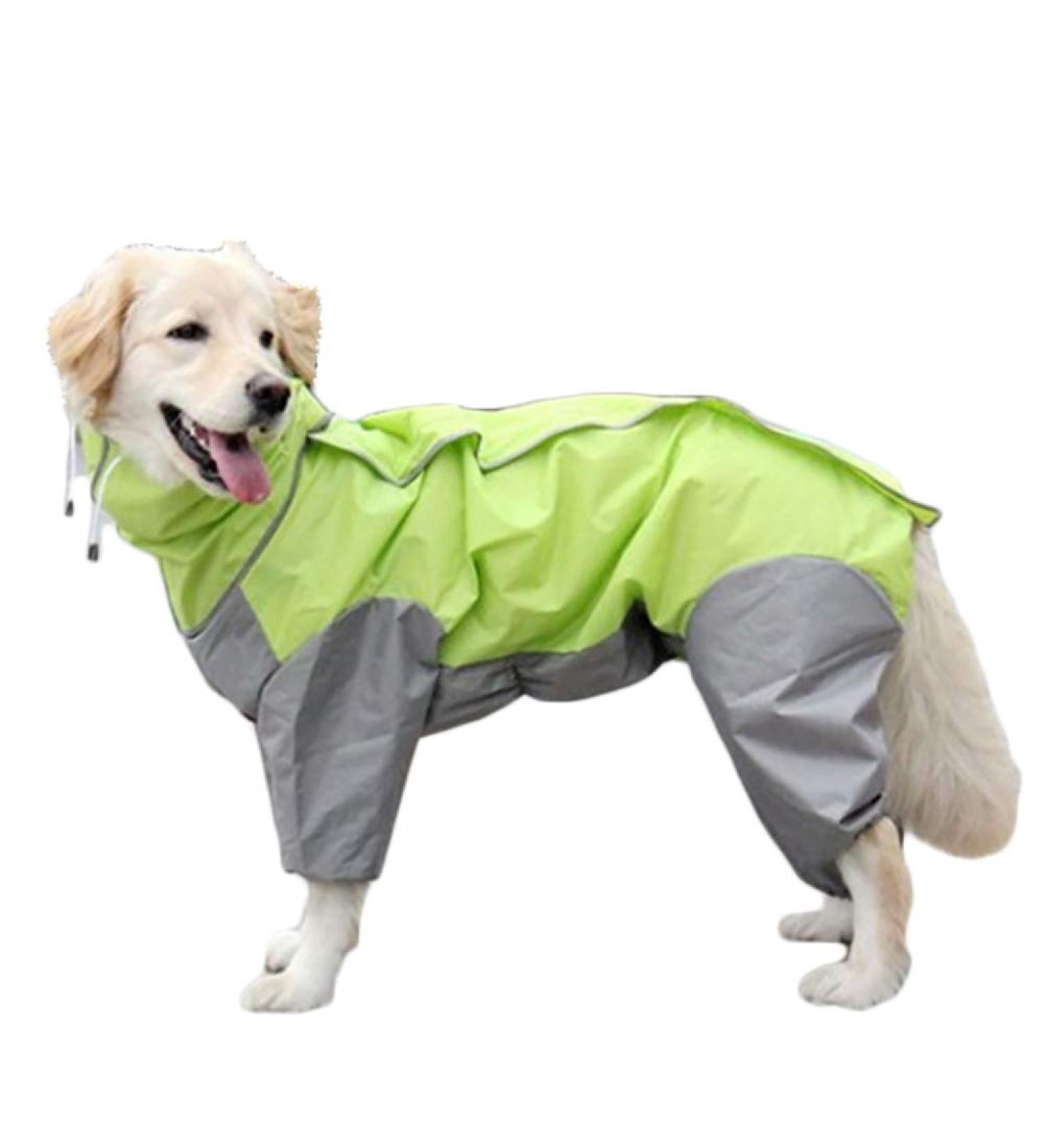 Buy Tfeng Waterproof Dog Raincoat with Removable Hoodie - Adjustable Outdoor Jacket for Dogs | 10 Sizes Available | Green (Back Length: 44cm) - Buy Online on GoSupps.com