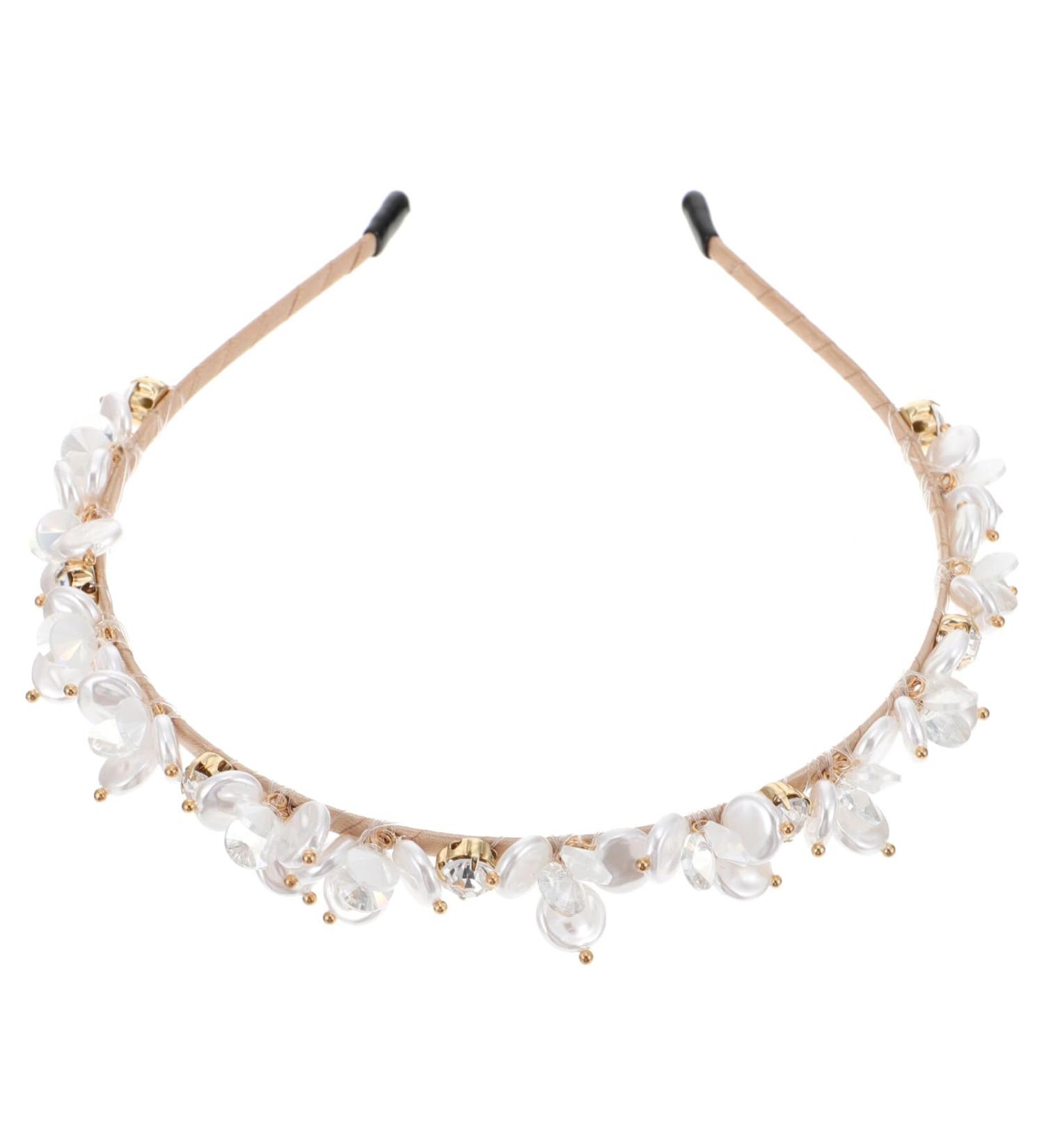 Headband Sparkle Hair Hoop Pearl Hair Hoop Wedding Headdress Wedding Headpiece for Bride Hair Scrunchies for Womens Hair Prom Tiara White Resin Hair Ring Rhinestones Bridesmaid