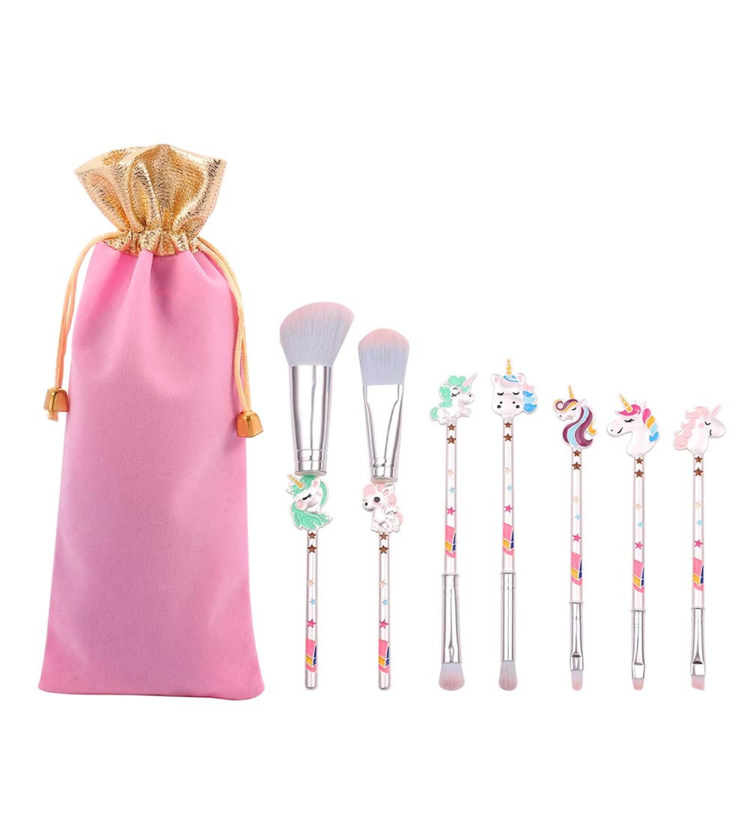 Shop WBTY 7 Cute Unicorn Makeup Brushes Set | Kawaii Eyeshadow Blush & Concealer Brushes with Metal Grip & Storage Bag - International Shipping Available! - Buy Online on GoSupps.com