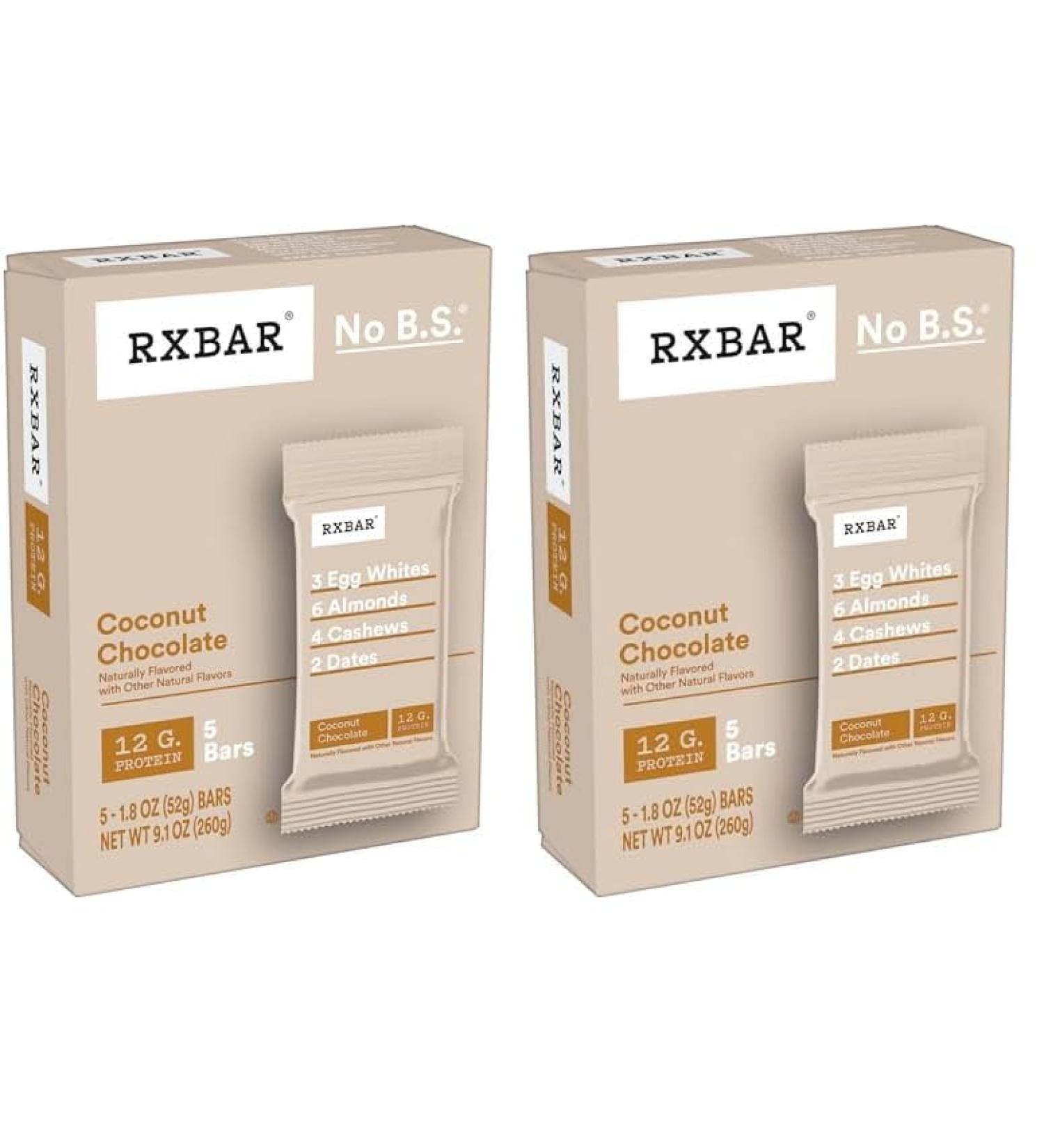 RXBAR Protein Bars - Gluten-Free Coconut Chocolate 12g Protein 9.15oz Box (5 Bars) - Pack of 2 - International Shipping Available - Buy Online on GoSupps.com