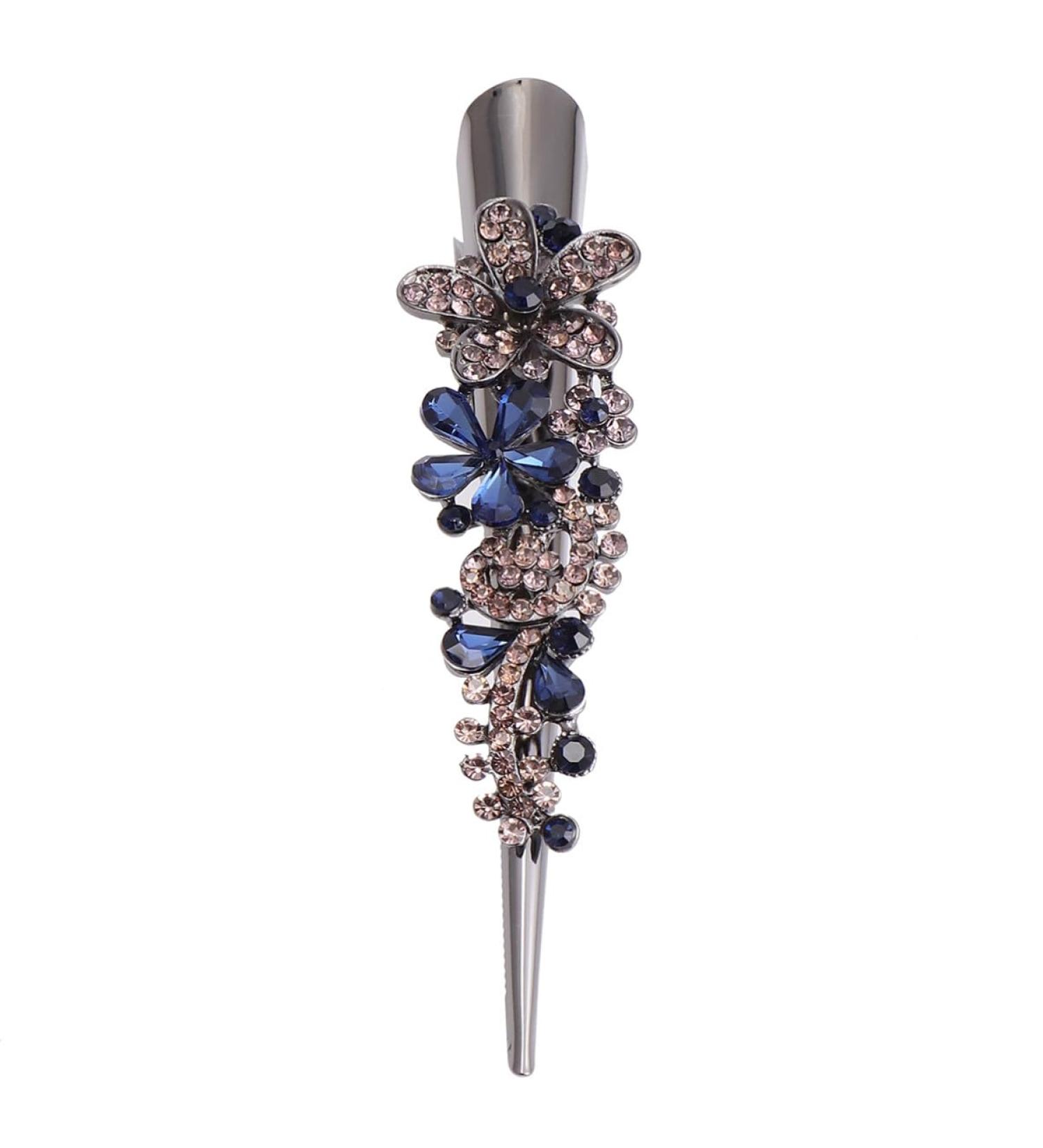 Mobestech Duckbill Clip Rhinestone Alligator Hair Clip Studded Hairpin Hair Clip Metal Bobby Pin Hair Barrette Headwear Hair Accessory for Women Girls Hair Styling (Blue) - Buy Online on GoSupps.com
