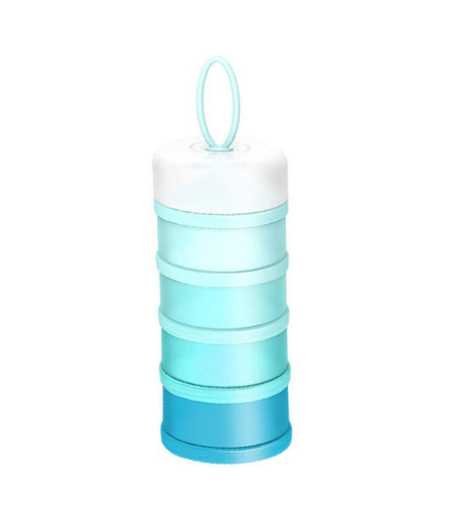 Kaptin Non-Spill Portable Baby Milk Powder Dispenser - BPA Free, Stackable Container for 4 Feeds (Blue) - Buy Online on GoSupps.com