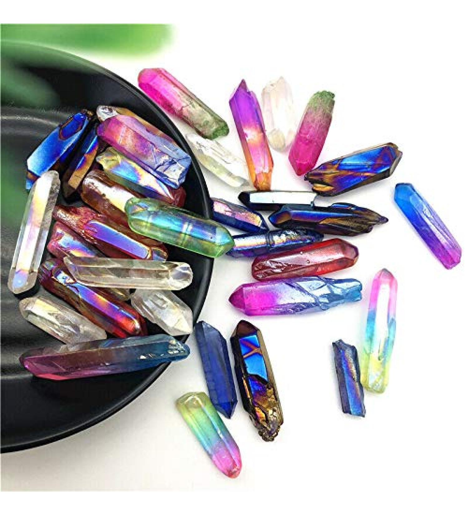 100g Colorful Titanium Aura Lemurian Seed Quartz Crystal Stone Point Specimen Elecrtoplated Crystals Crafts Stones - Buy Online on GoSupps.com