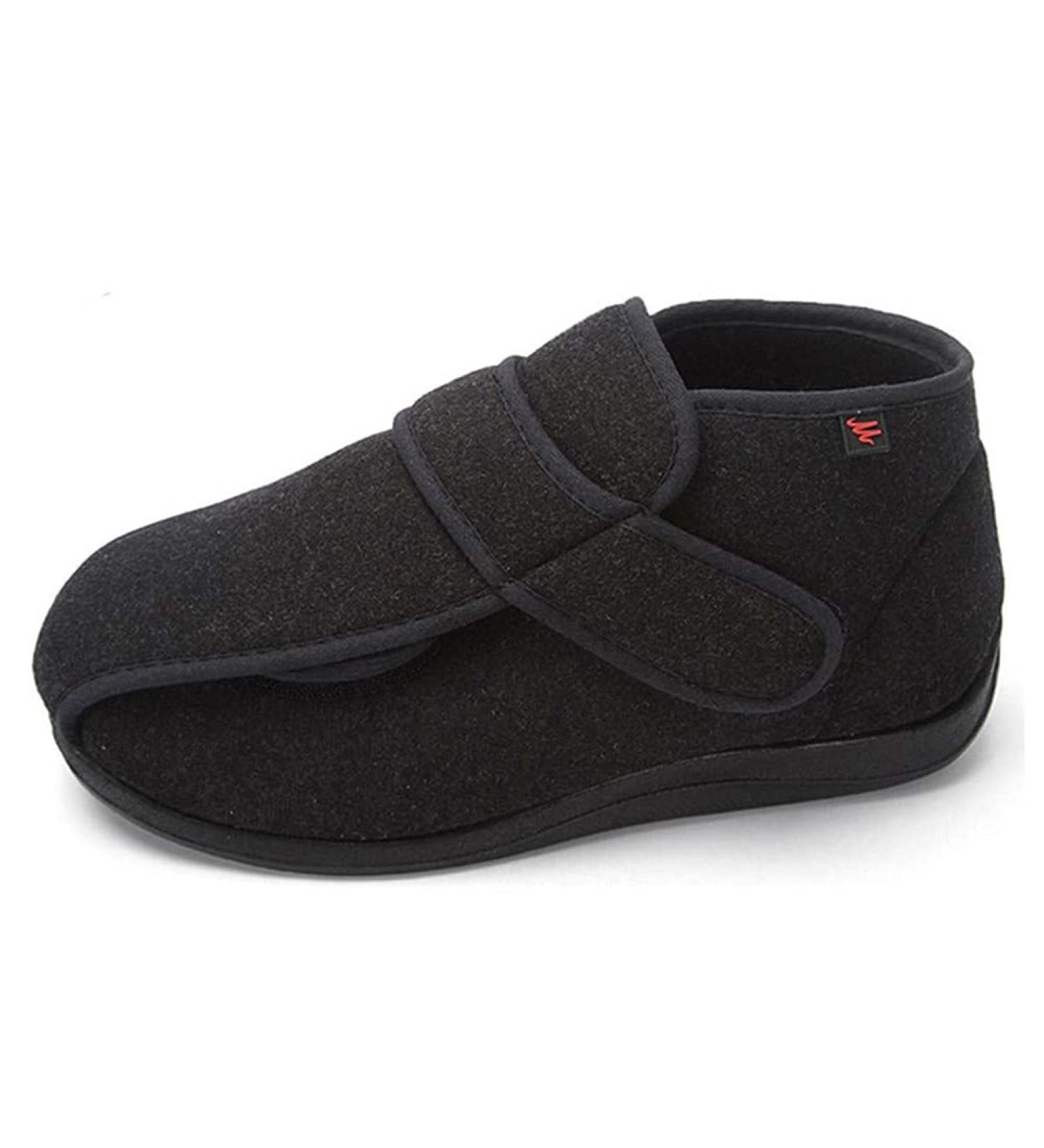 Men's Adjustable Diabetic House Shoes for Wide Swollen Feet - Warm Plush Fleece, Non-Skid, Comfortable Relief for Elderly, Diabetes, Swelling, Edema, Arthritis - Size 11.5 Black - Buy Online on GoSupps.com