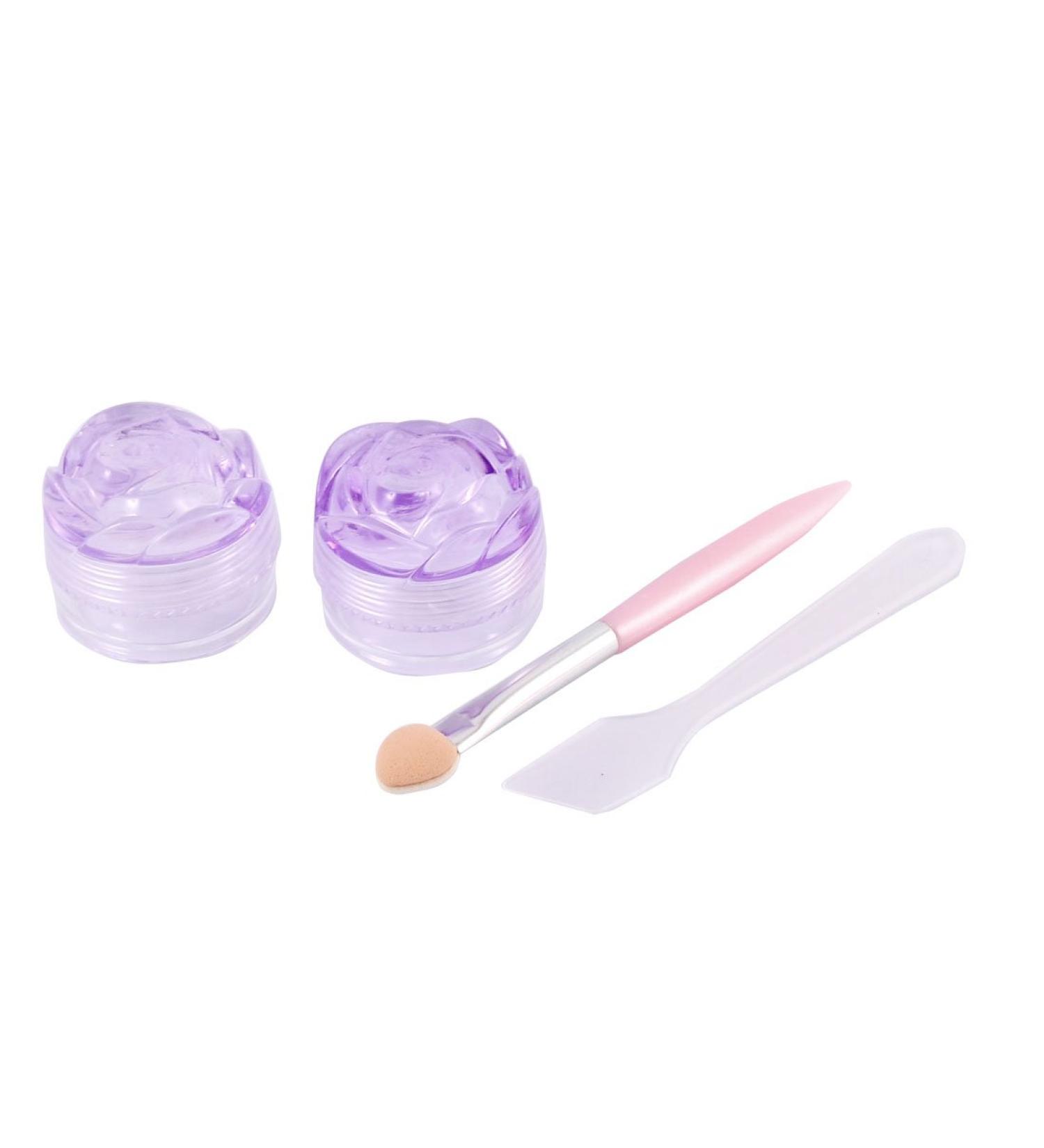Ruilogod Plastic Empty Cosmetic Box Bottle Eyeshadow Brush Spoon 2pcs Purple
