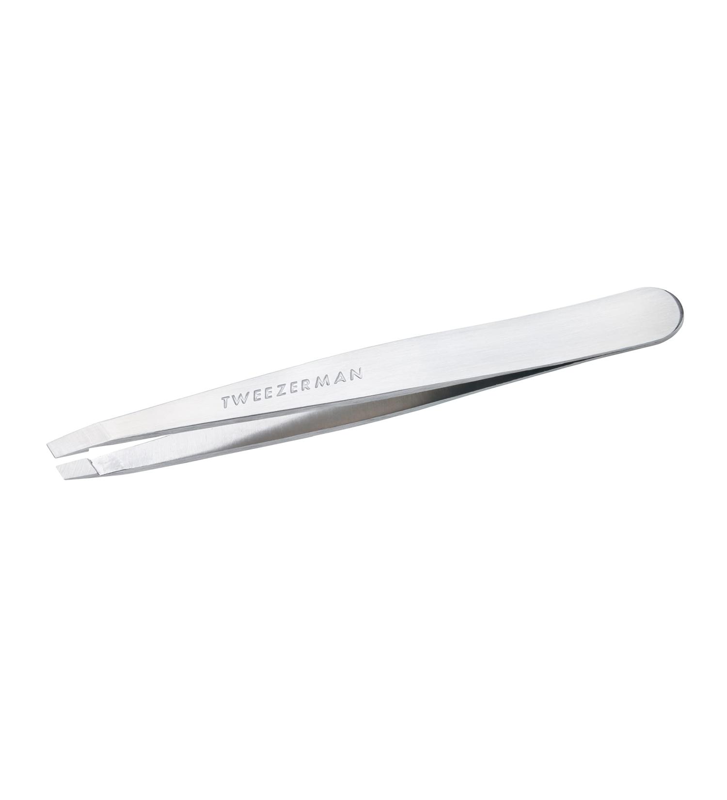 Tweezerman Stainless Steel Slant Tweezer - Platinum Silver Eyebrow Tweezers for Women and Men - Buy Online on GoSupps.com