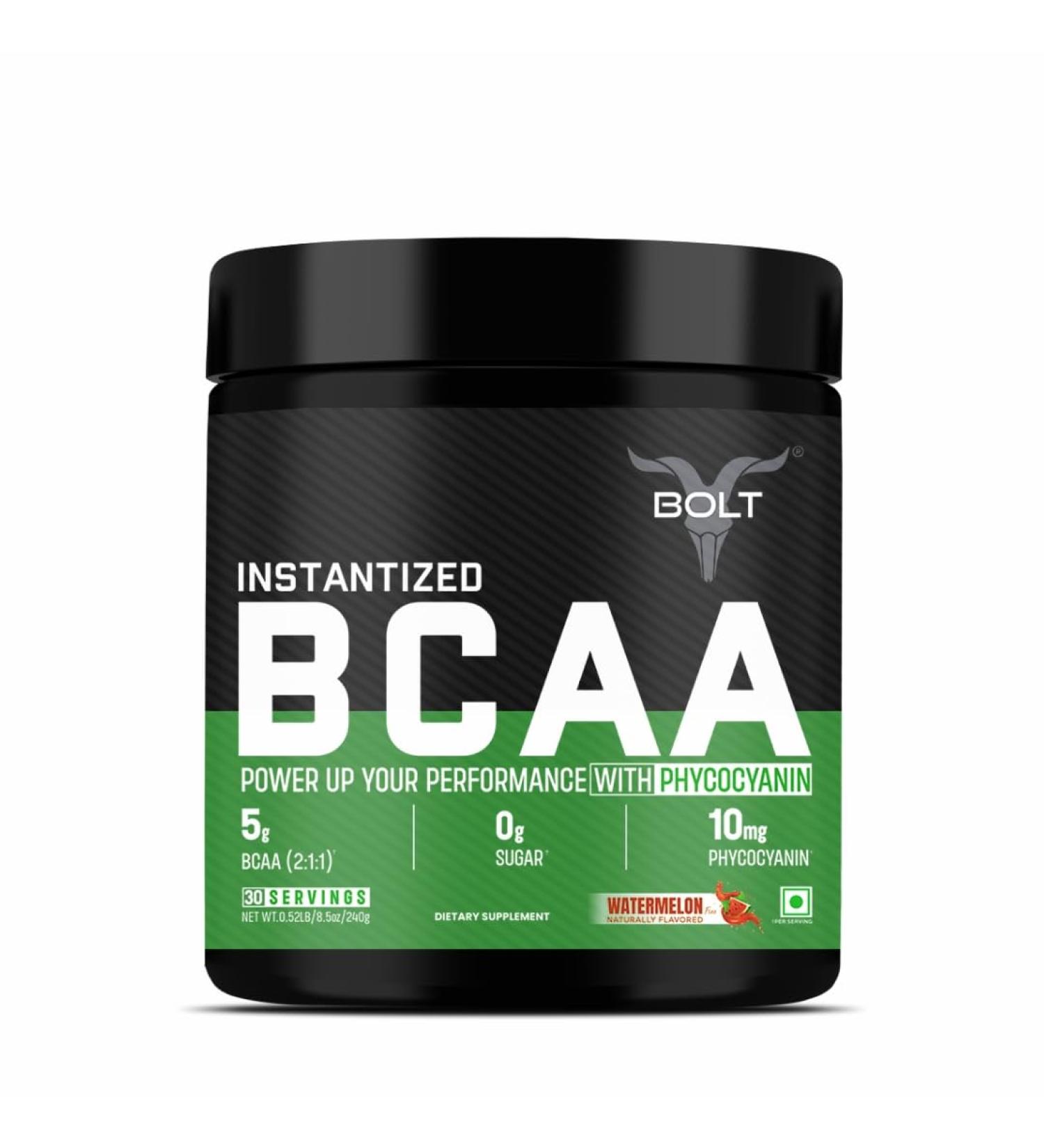 Bolt BCAA Powder 2:1:1 Potent Formula-Leucine Isoleucine Valline Suppots Muscle Recovery Growth & Endurance Watermelon Fizz 30 Servings Watermelon Fizz 8.5 Ounce (Pack of 1) - Buy Online on GoSupps.com