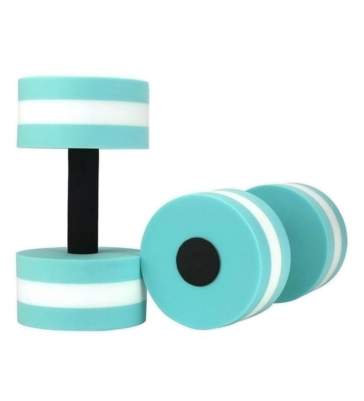 Iugvhana Water Dumbbells Set of Two, Water Aerobic Exercise Foam Dumbbell Pool Resistance, Water Weights Fitness Gear Aquatic Barbells for Minimum Stress Training Cyan