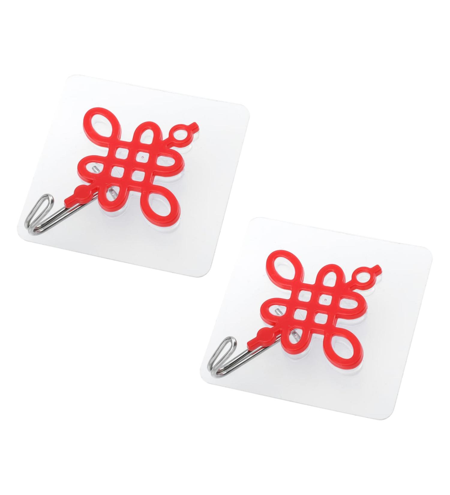Abaodam 2pcs Chinese Knot Hook Towel Hook Self Adhesive Wall Hook Good Adhesive Hooks Door Hook Square 8x8cm Red - Buy Online on GoSupps.com