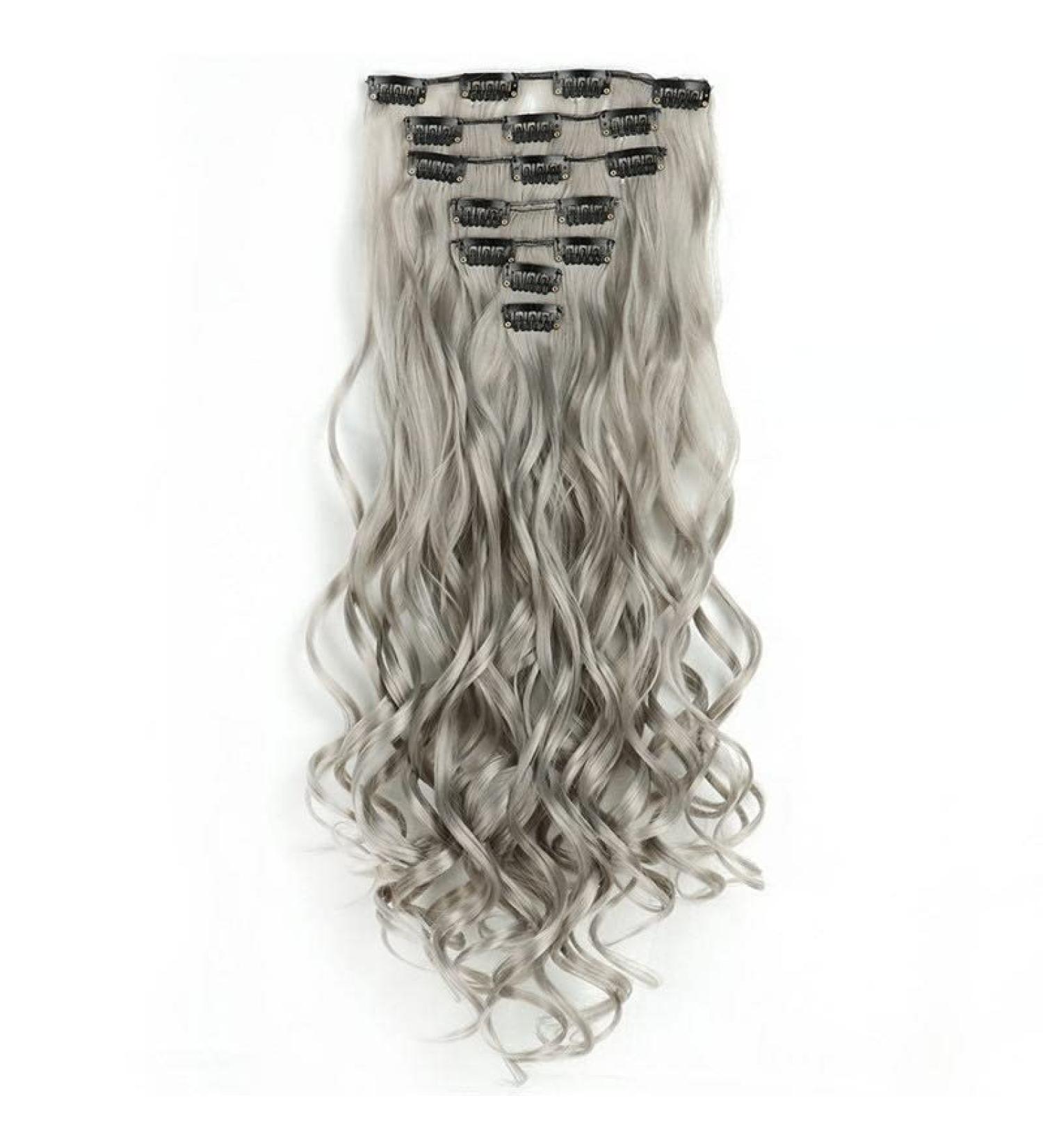 QDPJ hair part hair extension like real hair clip in extension smooth hair extension synthetic hair parts women full head set thick curly corrugated synthetic hair extensions (0906)