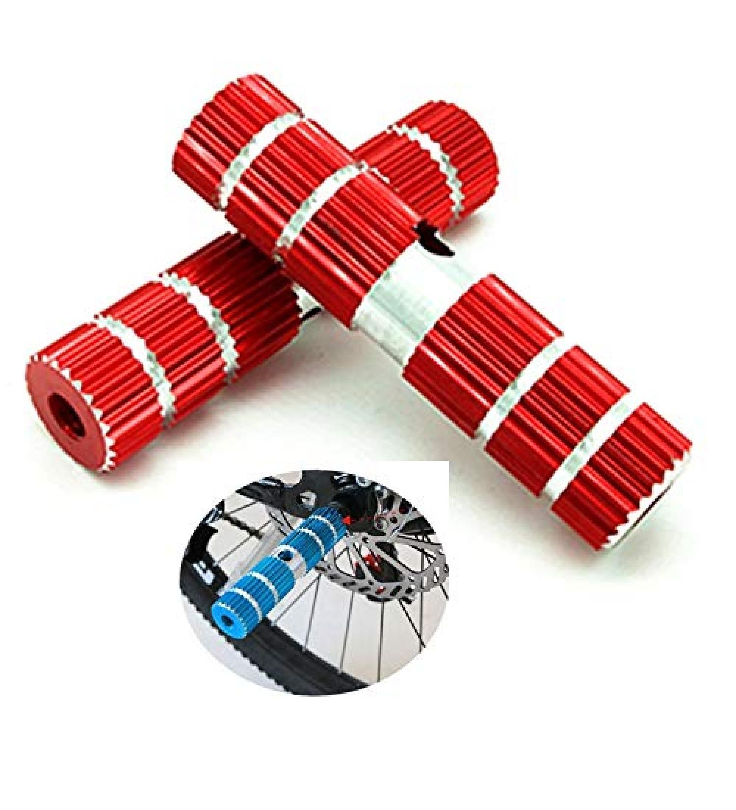 Anti-Slip Red Bike Pedals Axle Foot Rest Pegs for BMX Mountain Bicycle Cycling - 1 Pair - Buy Online on GoSupps.com