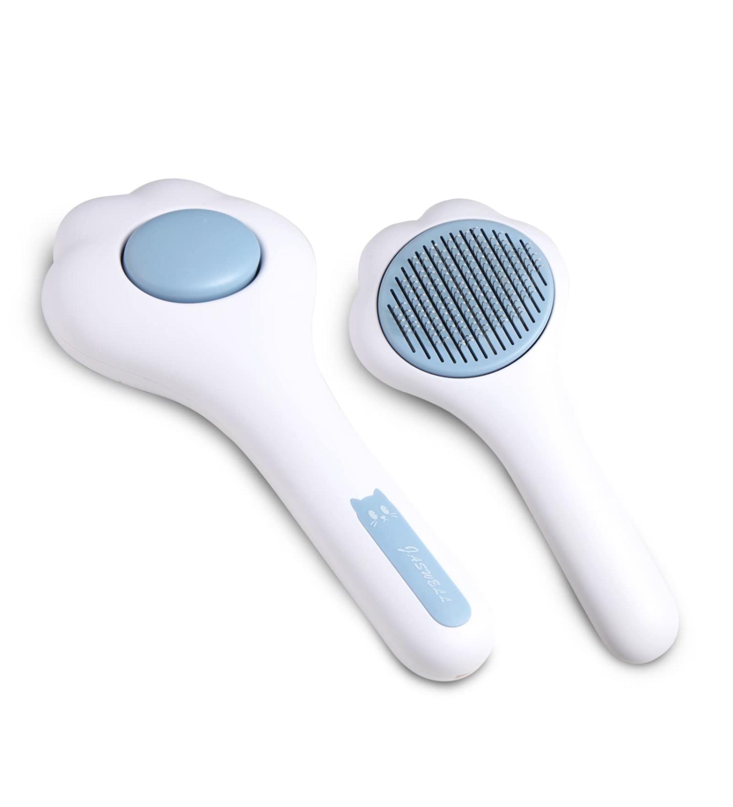 Jaswell Self-Cleaning Cat Brush for Shedding & Grooming | Slicker Brush for Cats & Dogs - Blue - Buy Online on GoSupps.com