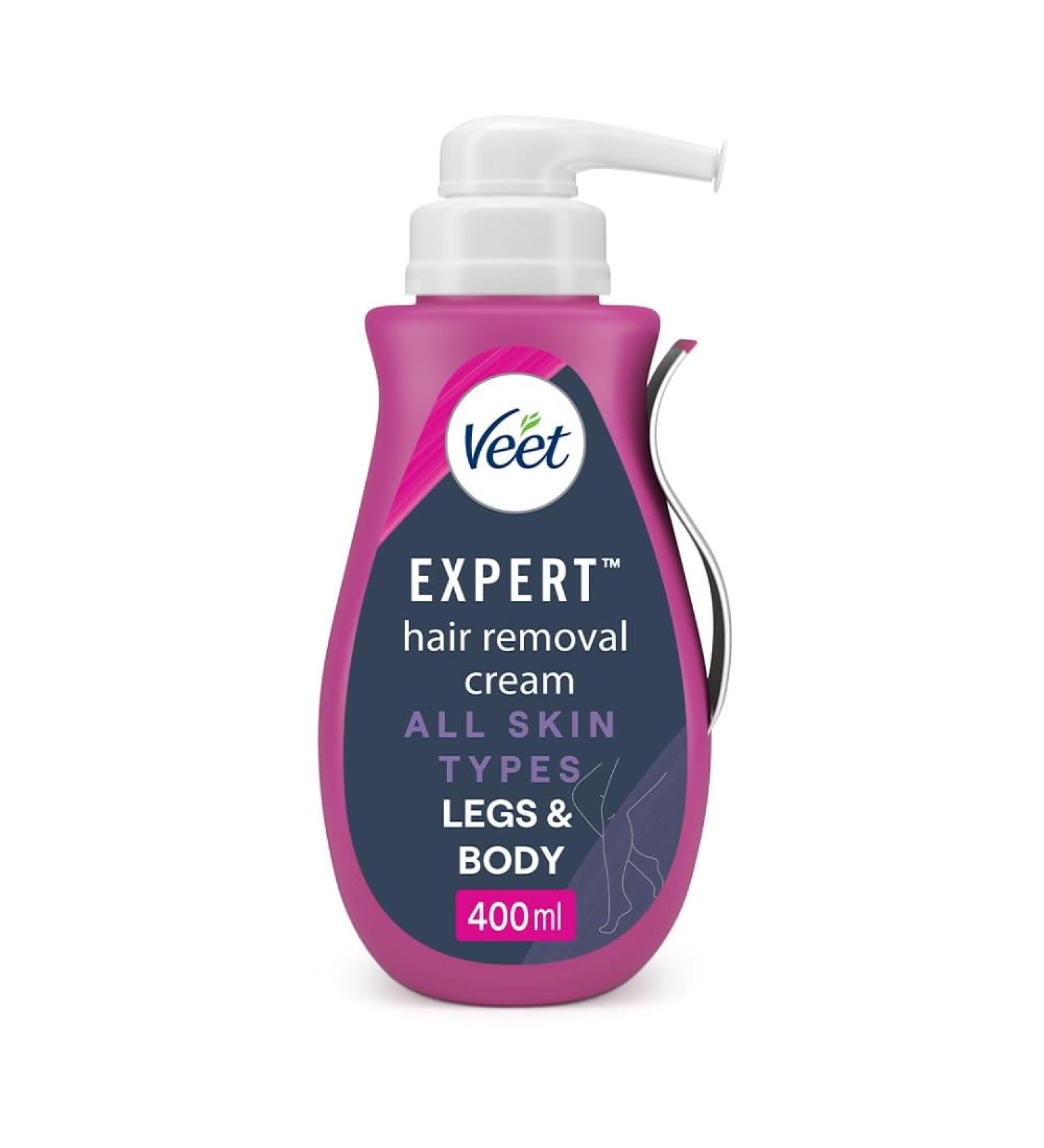 Veet Expert Hair Removal Cream with Shea Butter - 400ml - For All Skin Types - Arms, Legs, Underarms & Bikini - 48 Hr Hydration - Fast & Effective - Pack of 1 - Buy Online on GoSupps.com