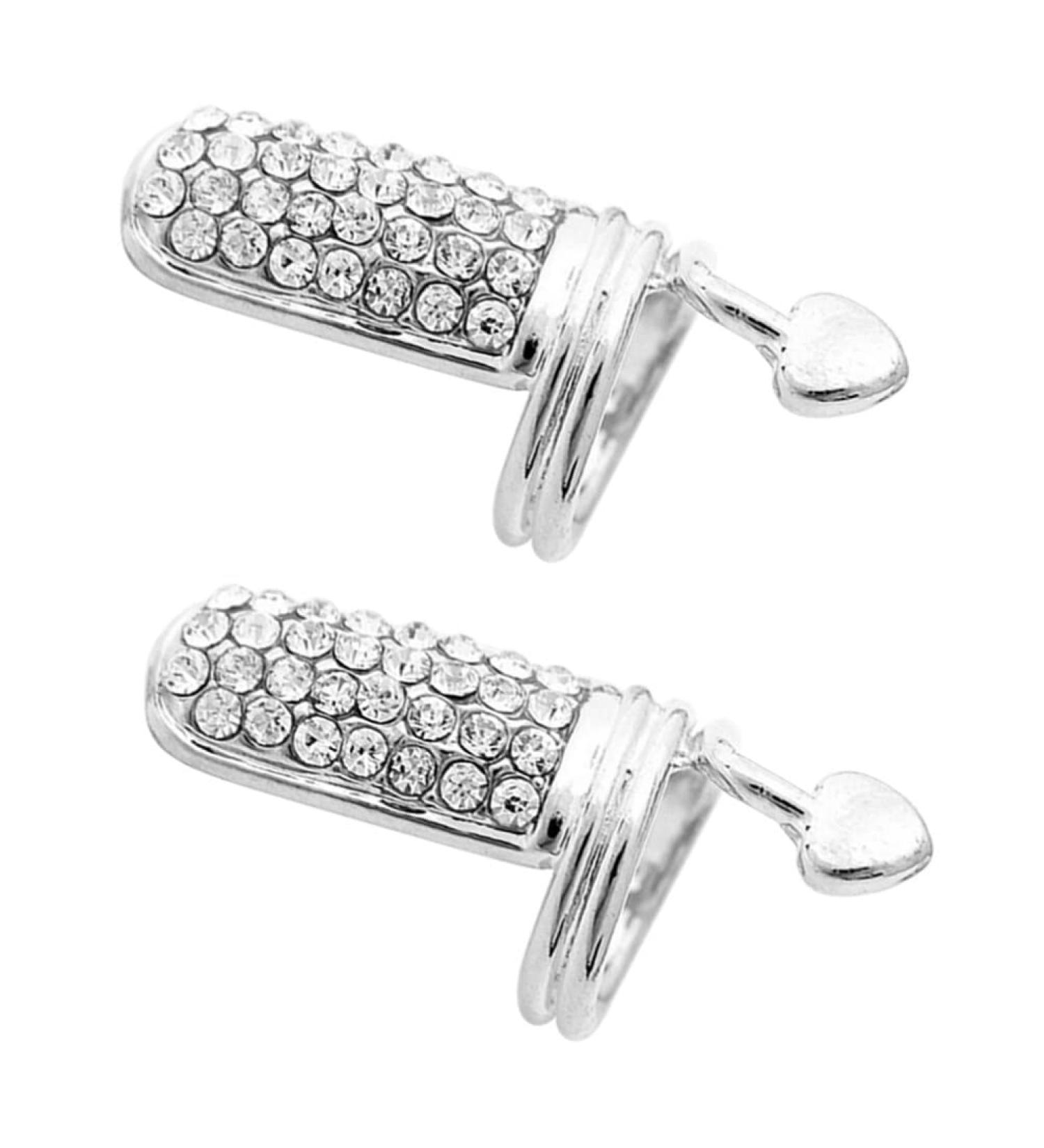 Beaupretty 2 Pieces Rhinestone Nail Rings for Women Adjustable Stylish Nail Rings Fashion Fingernail Rings Jewelry Nail Cover Decoration (Silver) - Buy Online on GoSupps.com