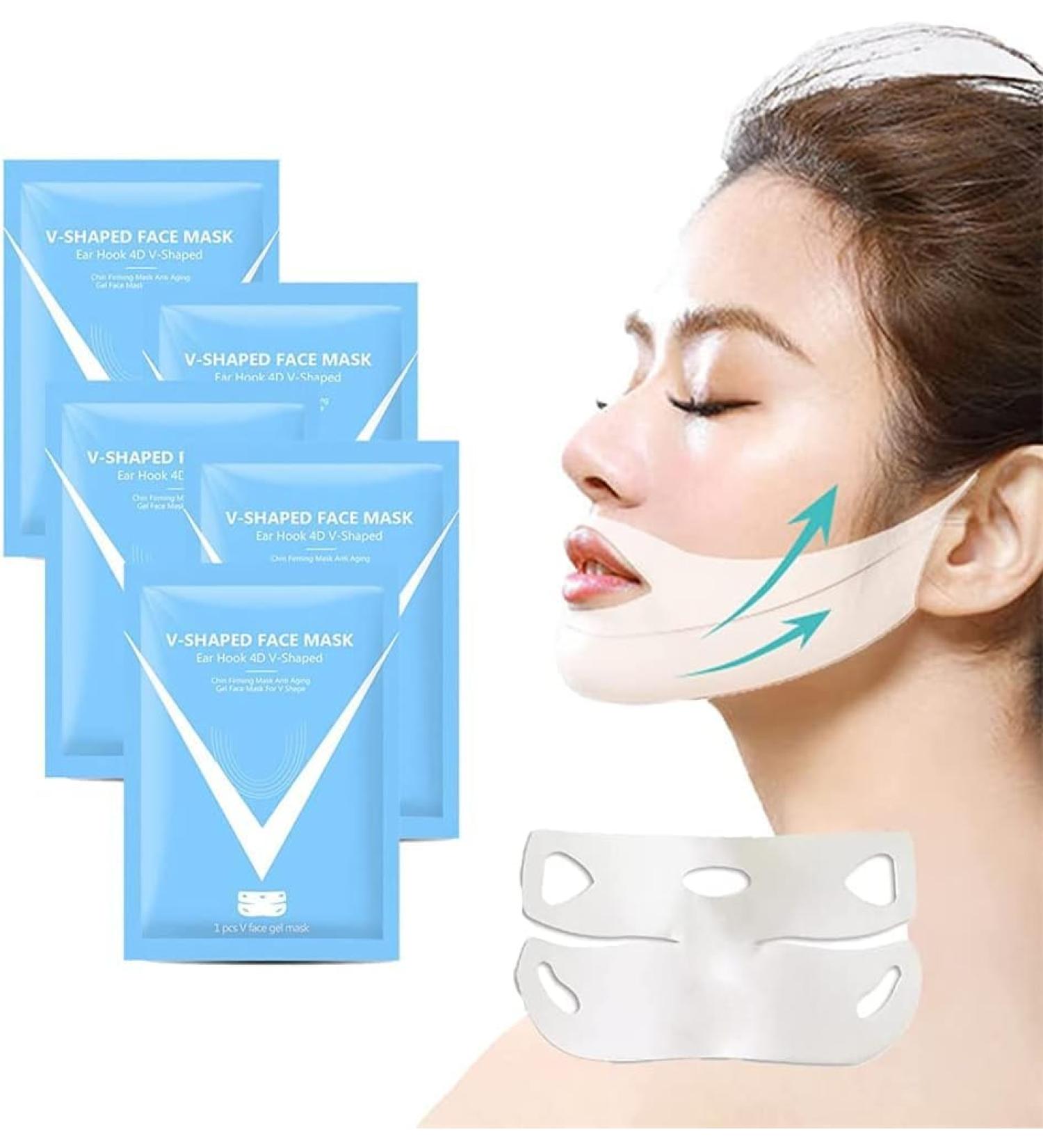 Chin Lift Mask 5 Bags V Line Face Lifting Chin Mask Double Chin Mask Contains Hyaluronic Acid to Moisturize And Nourish The Skin Refresh The Skin and Tighten Facial Lines - Buy Online on GoSupps.com
