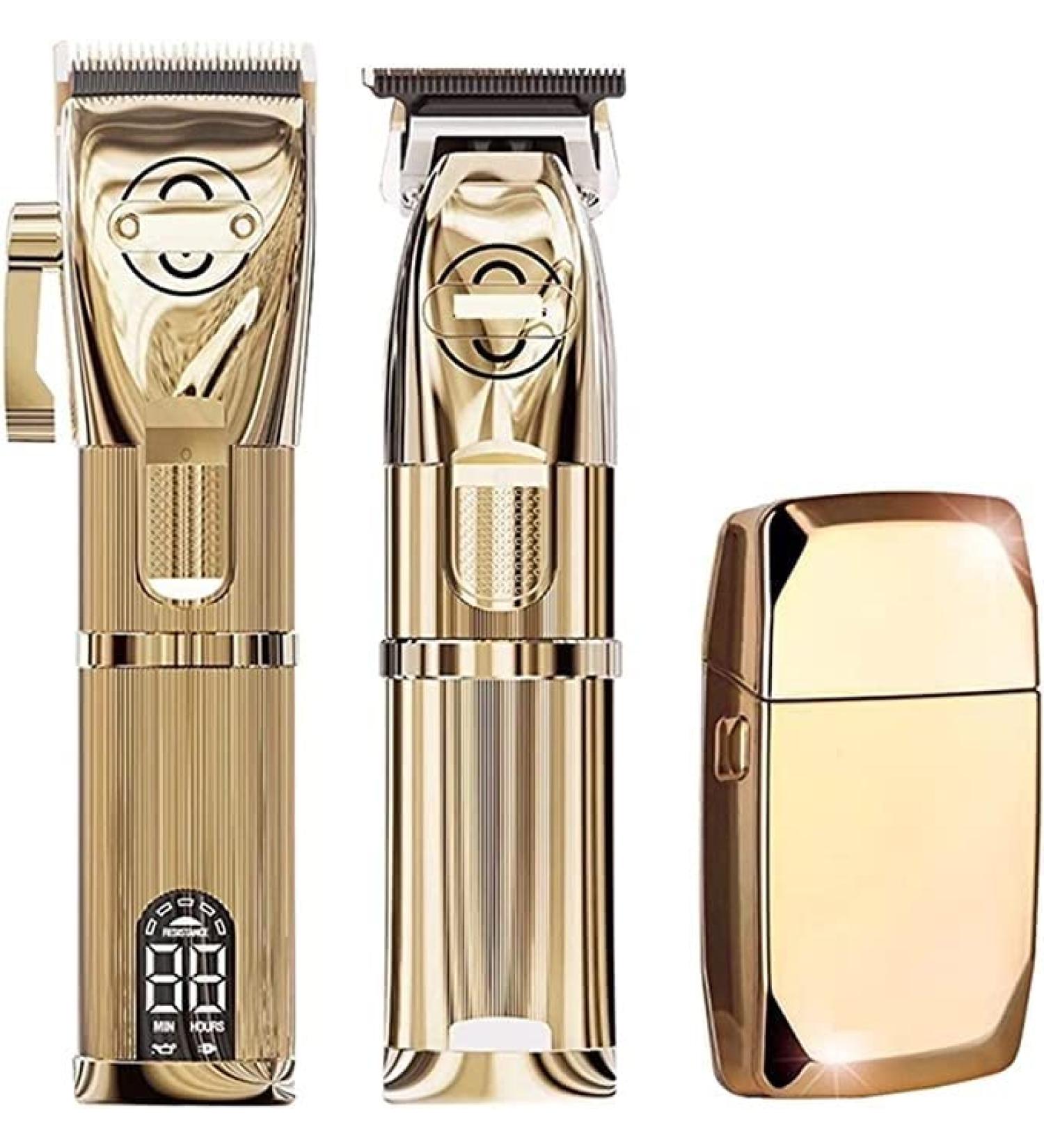 Professional Gold Cordless Hair Trimmer Set - Barber Clippers & Beard Shaver for Perfect Hair Care and Styling - Buy Online on GoSupps.com