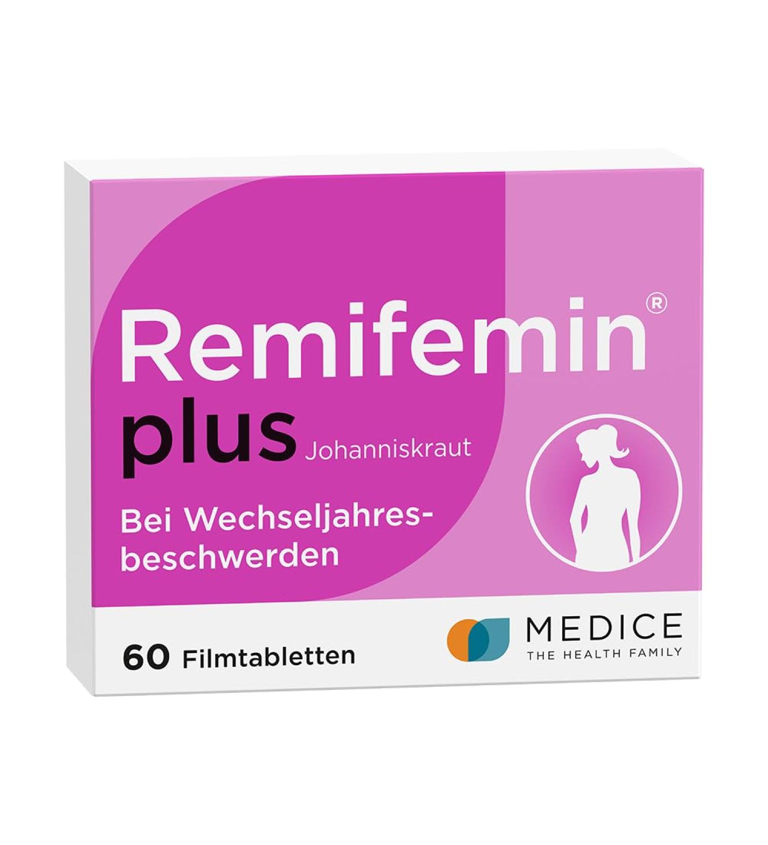 Remifemin Plus St. John's Wort - 60 Hormone-Free Tablets for Menopause Relief - Natural Vegetable Medicine - Buy Online on GoSupps.com