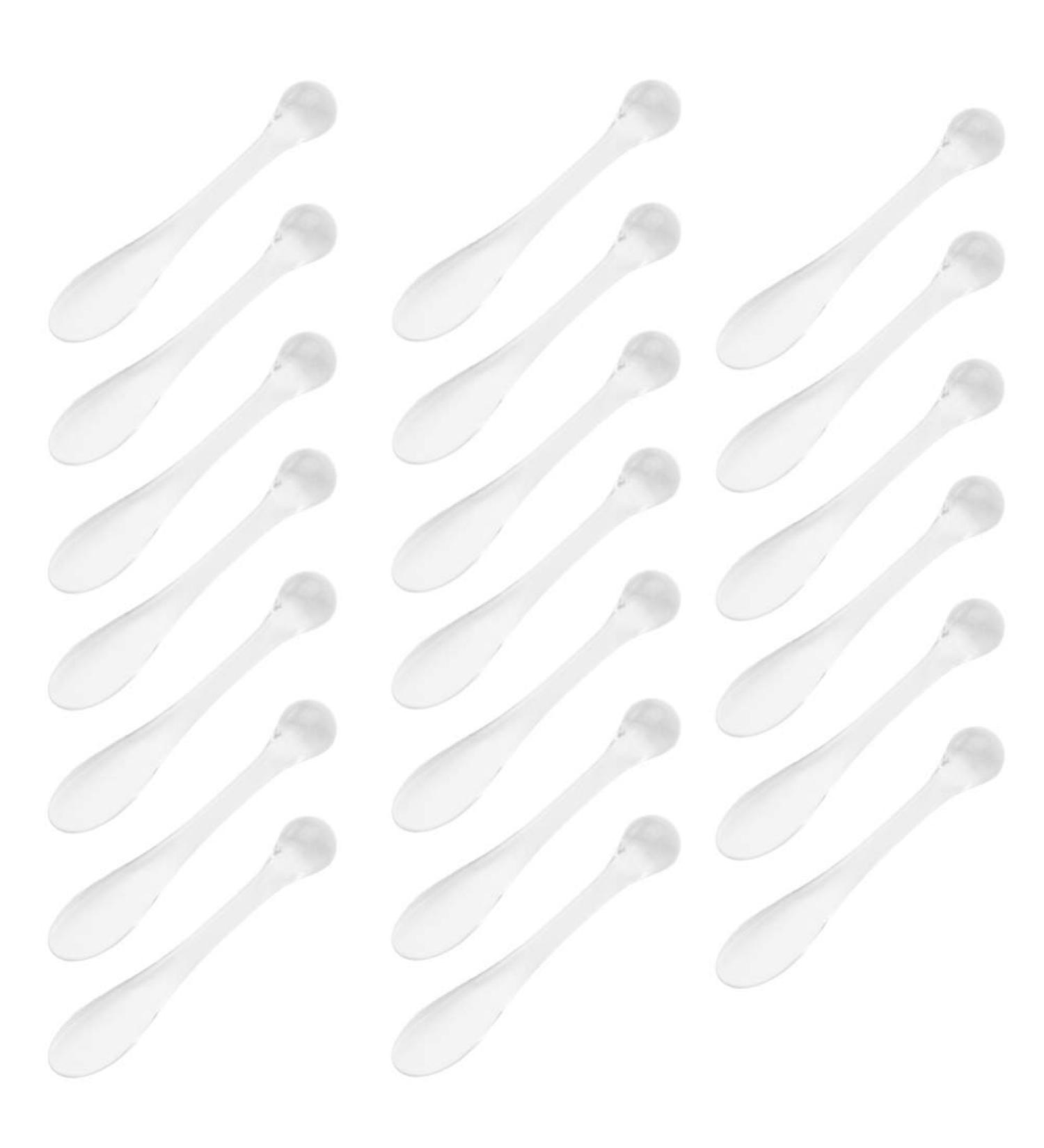 Lurrose Facial Roller with 20 Pcs Reusable Spatulas - Face Mask, Cream, and Makeup Scoop for Lotion Jars - Transparent Mini Spatula Set - Buy Online on GoSupps.com