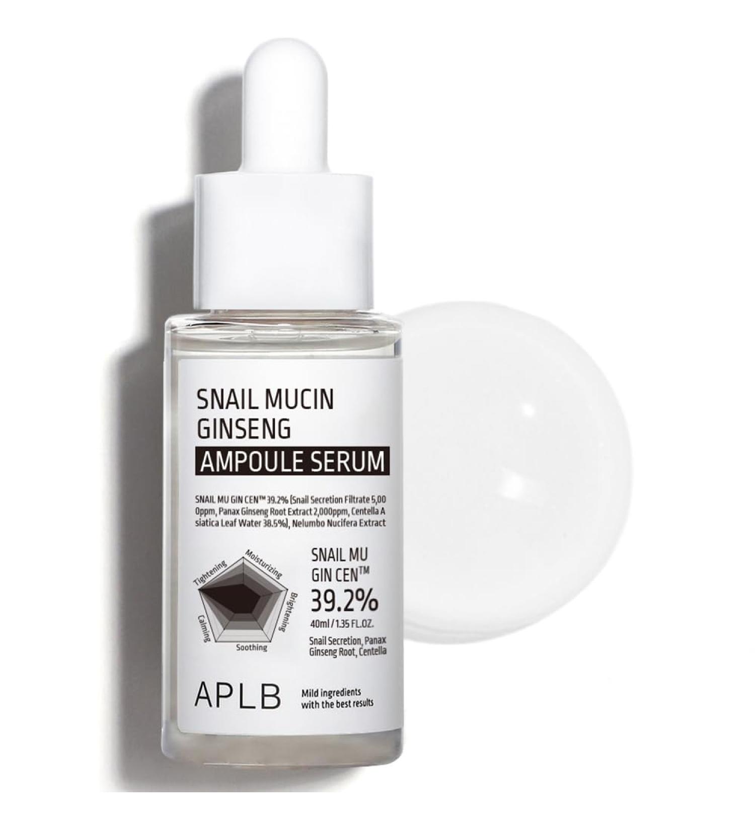 APLB Snail Mucin Ginseng Ampoule Serum | 39.2% Snail Extract | Korean Skincare for Wrinkle & Pore Care | Improve Skin Elasticity & Firmness - Buy Online on GoSupps.com