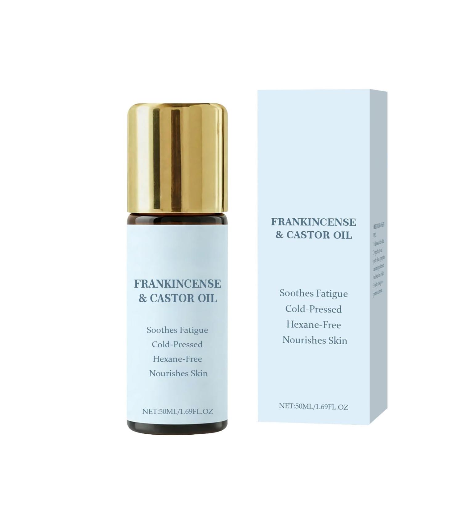 BlueBouff Frankincense and Castor Oil Cold-Pressed Castor Oil Roll-On Soothing Moisturizing Firming Oil Firms Smooths Skin Suitable for Face Neck Abdomen 1.7 fl oz - Buy Online on GoSupps.com