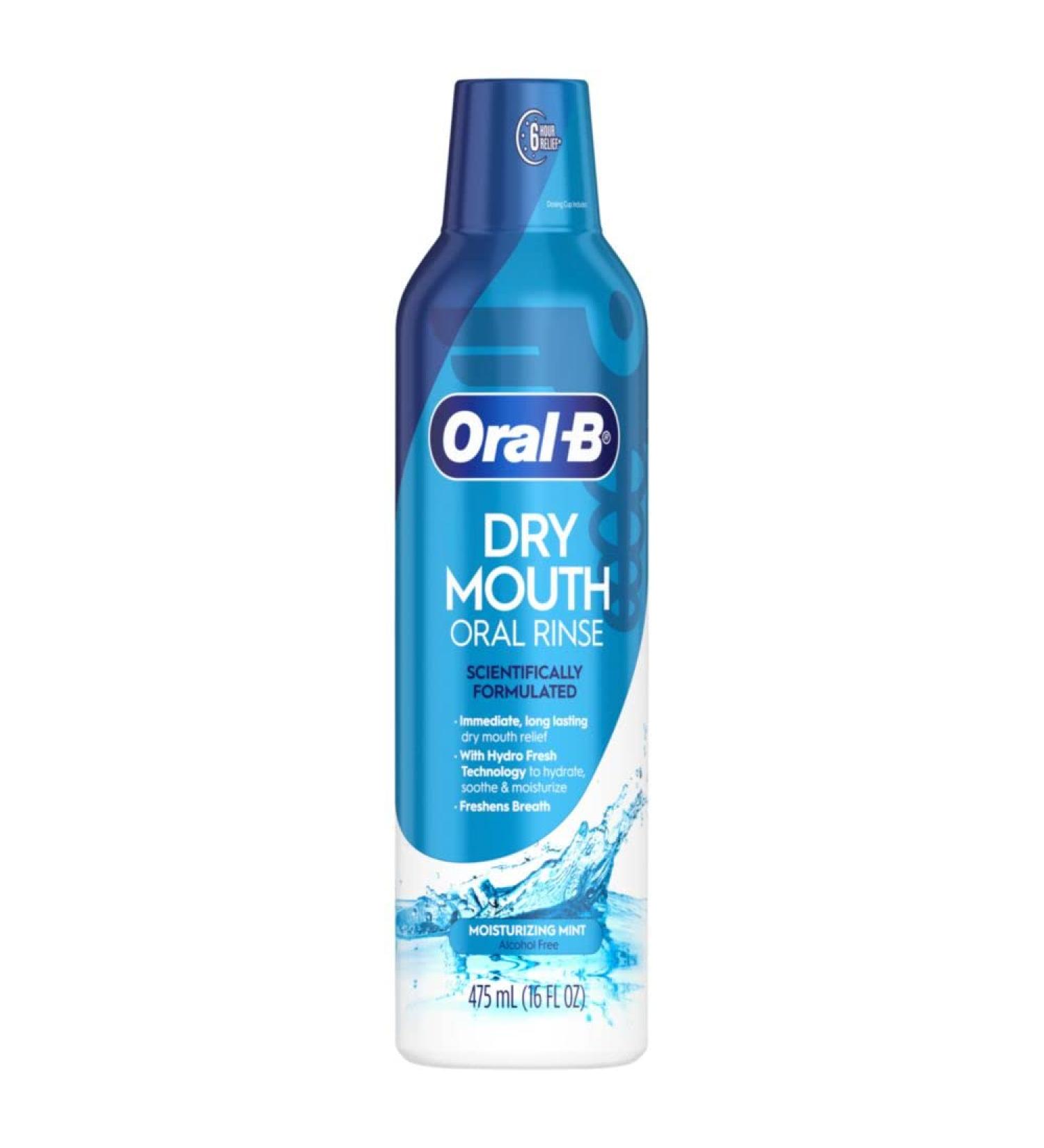 Oral-B Dry Mouth Oral Rinse Mouthwash Moisturizing Mint 16oz - Hydrating Formula - Buy Online on GoSupps.com