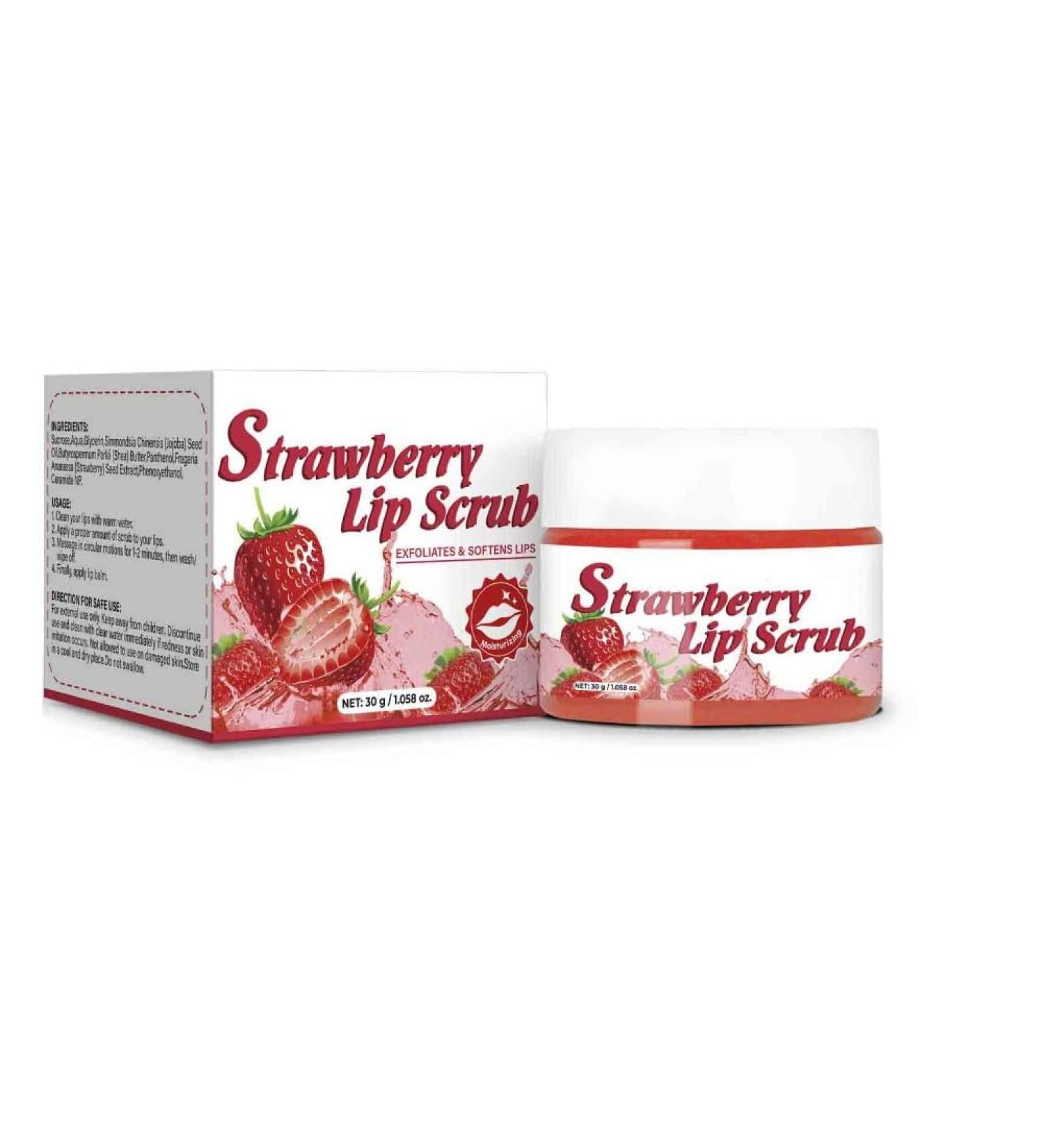 3PCS Lips Scrub Fruit Flavor Strawberry Lip Scrub Moisturizing Nourishing Exfoliating Dead Skin Reduce Lips Fine Lines - Buy Online on GoSupps.com