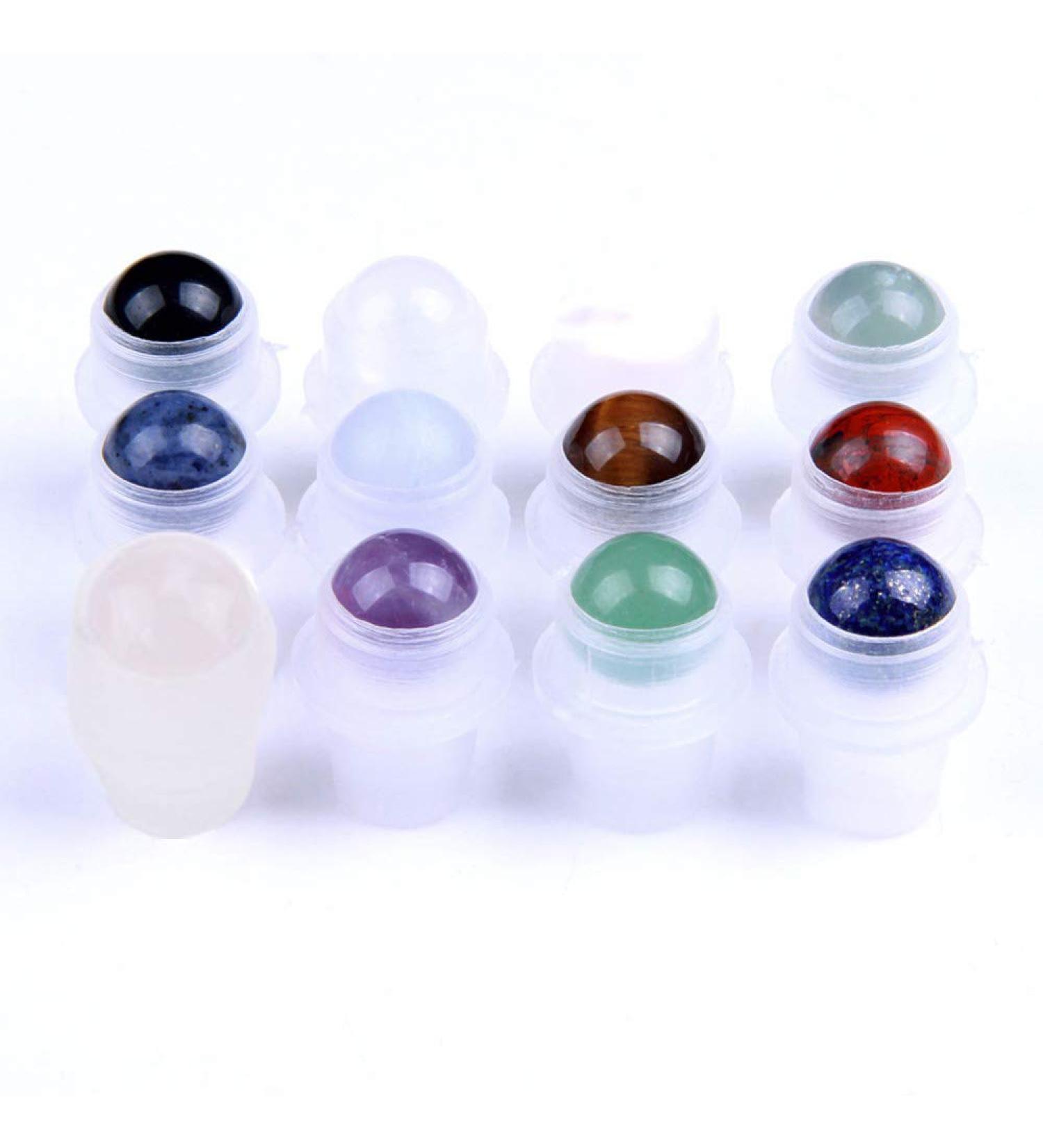 10 Natural Gemstone Roller Balls for Essential Oils - Polished Healing Crystals Compatible with 5ml & 10ml Bottles - Buy Online on GoSupps.com