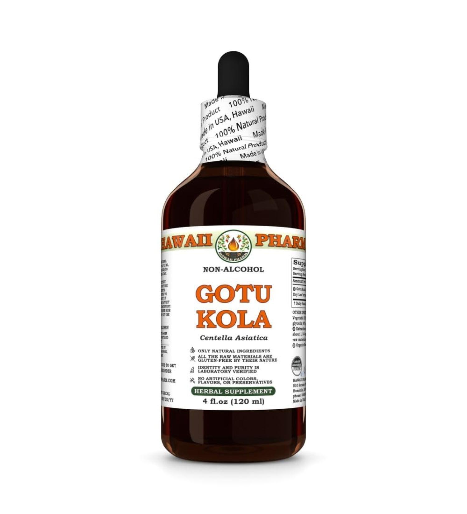 Gotu Kola (Centella Asiatica) Dry Leaf Glycerite Made in Hawaii Organic Raw Materials All Natural Vegan Lab Tested Alcohol-Free Liquid Extract - 4 fl.oz 4 Fl Oz (Pack of 1) - Buy Online on GoSupps.com