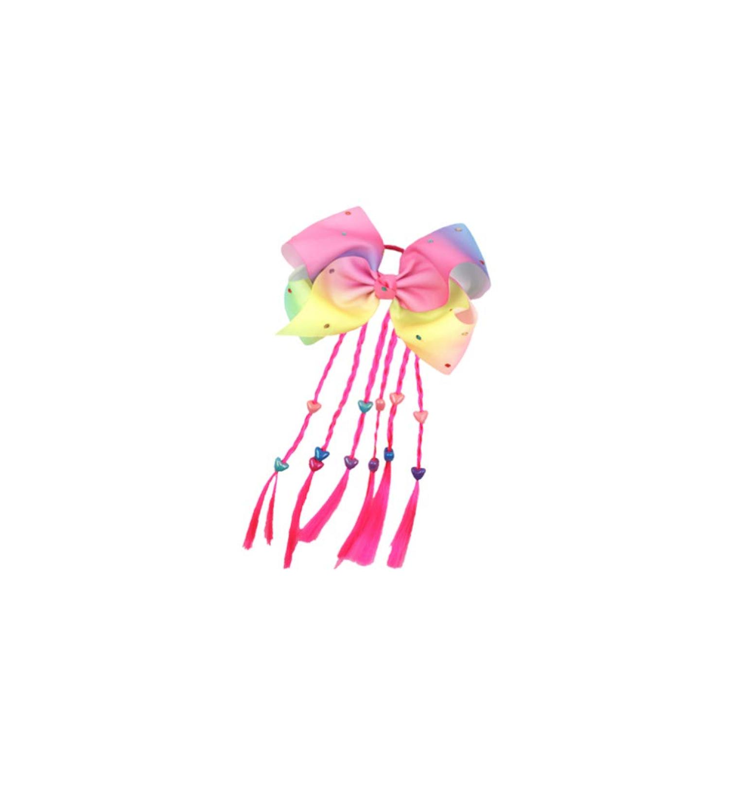 Minkissy Colorful Hair Ties Bowknot Hair Bow with Colored Braid Hair Rings Hair Rope Kids for Girls (Pink Braid) - Buy Online on GoSupps.com